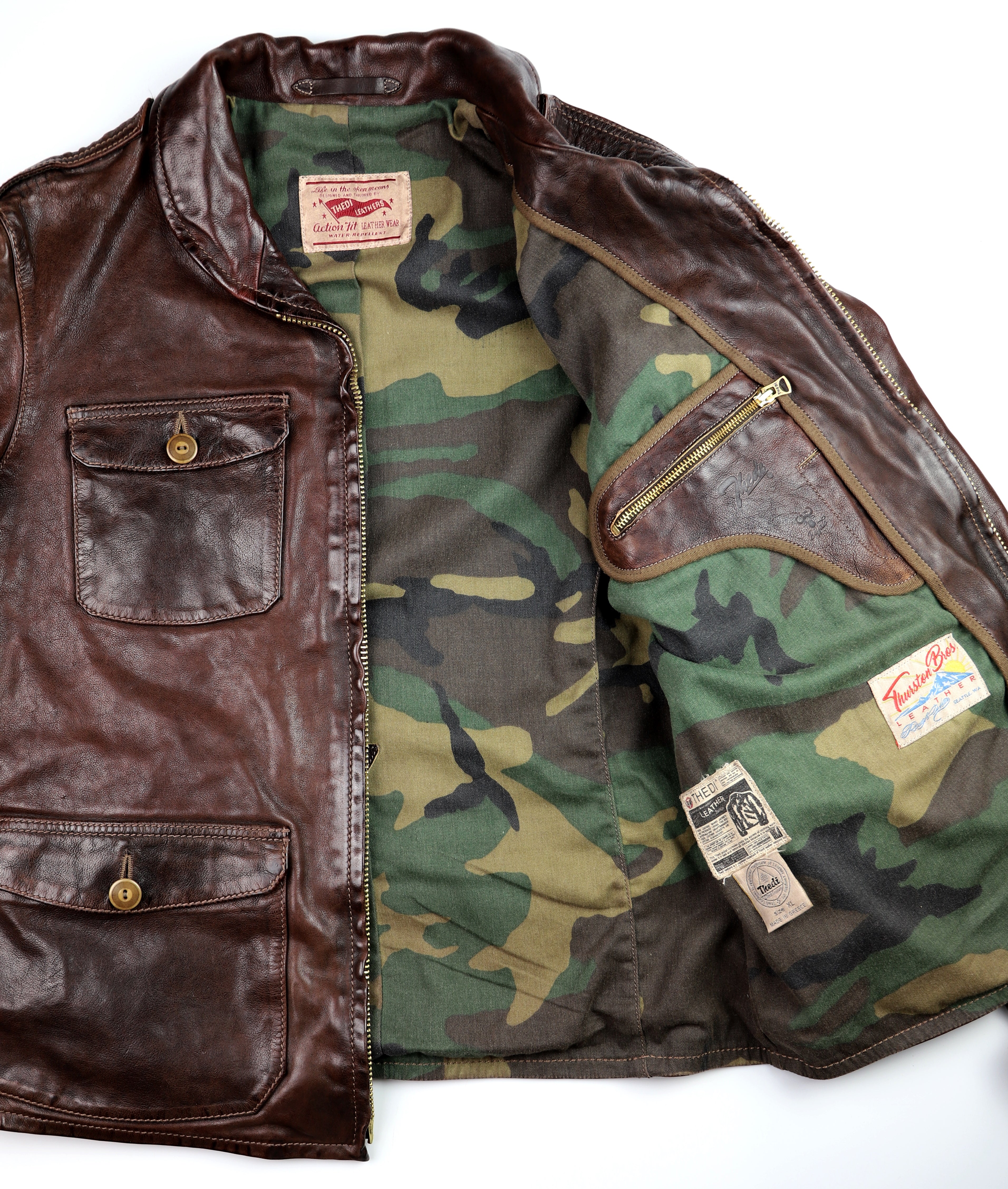 Thedi Atlas Deluxe Half Belt, size XL, Hand Dyed Cocoa Buffalo