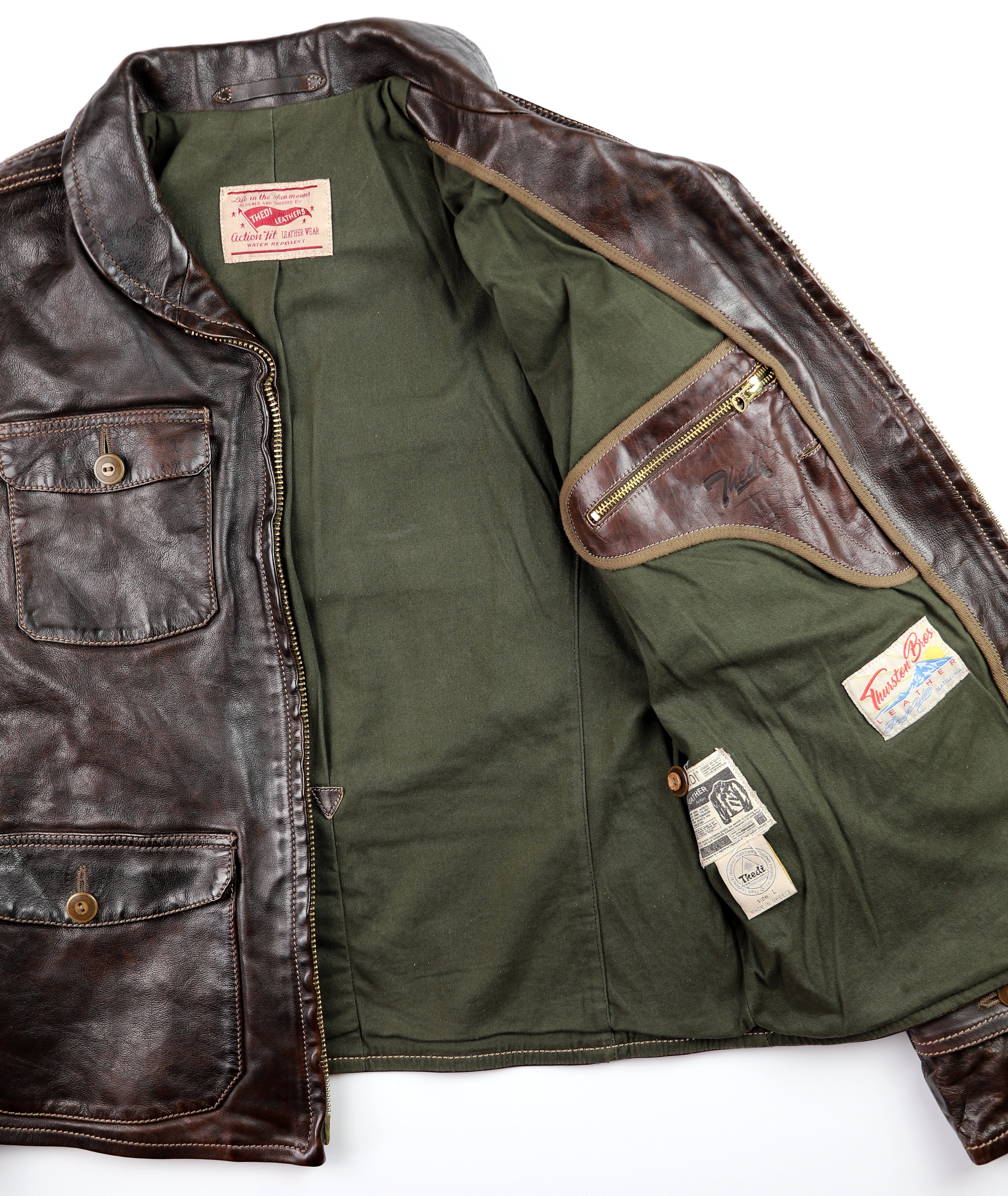 Thedi Atlas Deluxe Half Belt, size Large, Hand Dyed Cocoa Buffalo