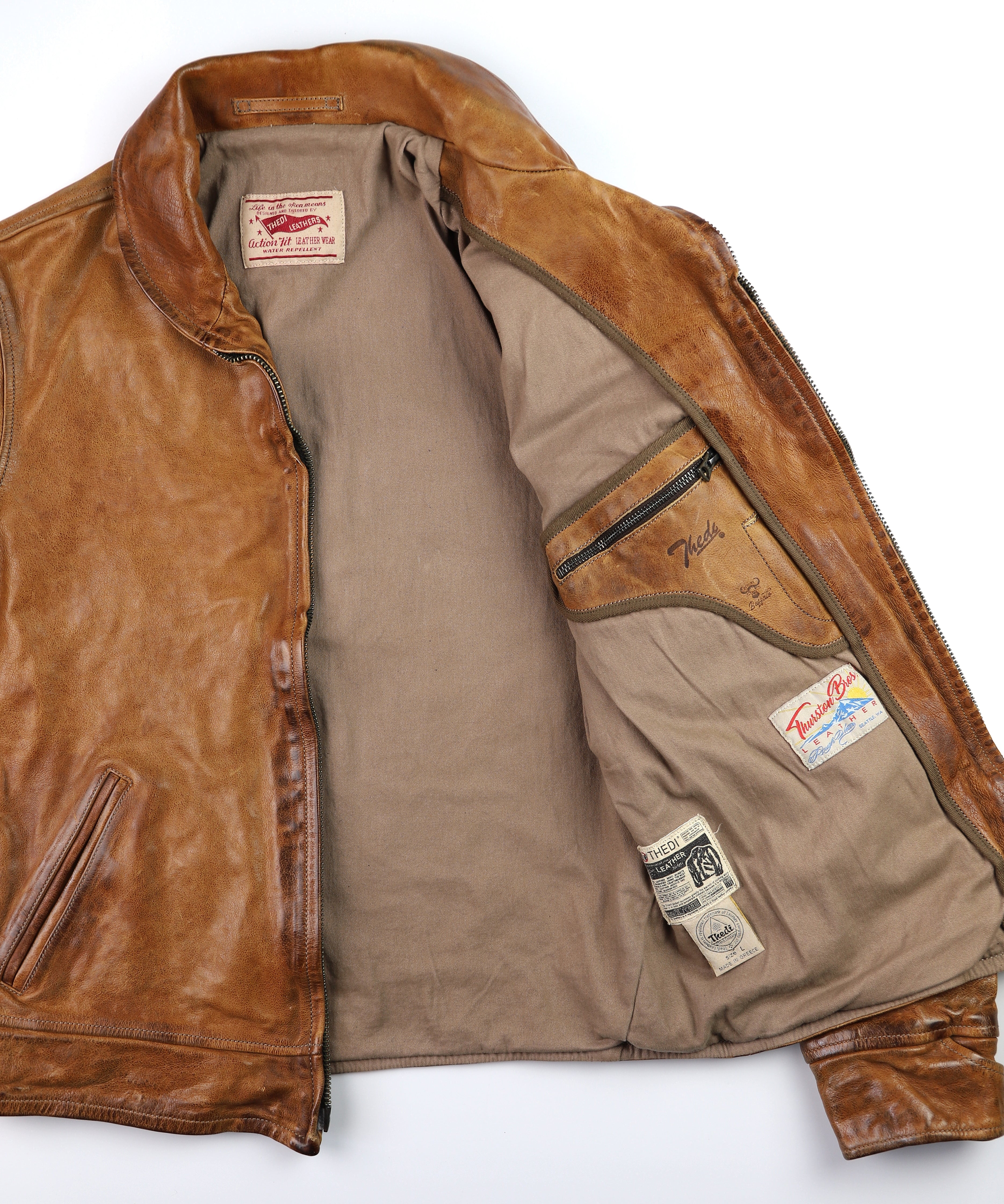 Thedi Markos Zip-Up Shawl Collar Jacket, size Large, Cuoio Buffalo