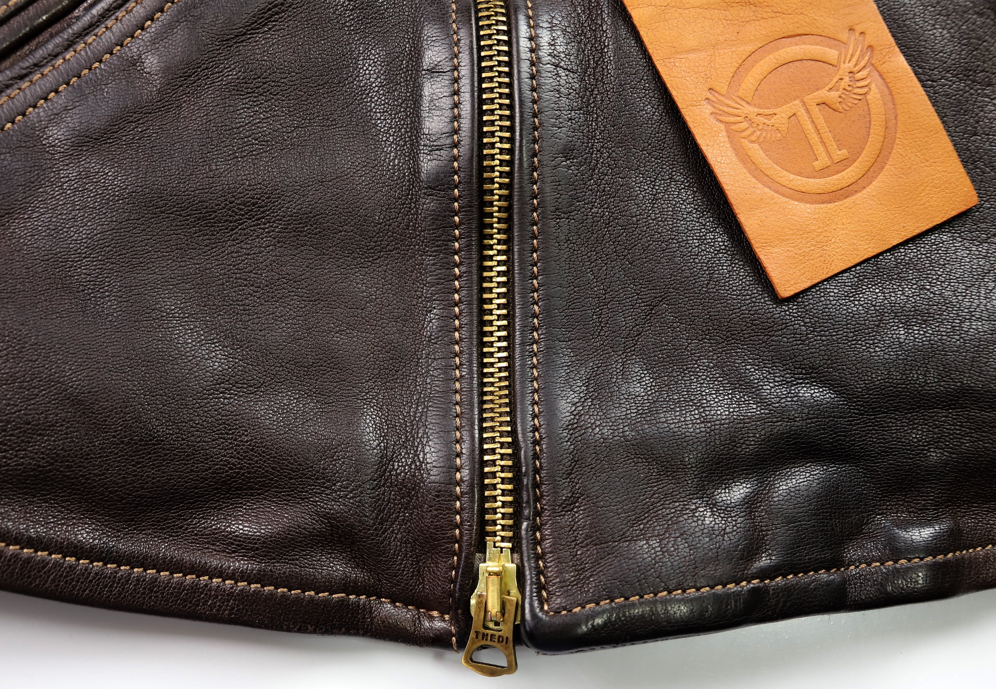 Thedi Evander Crosszip Half Belt, size Medium, Brown Goatskin