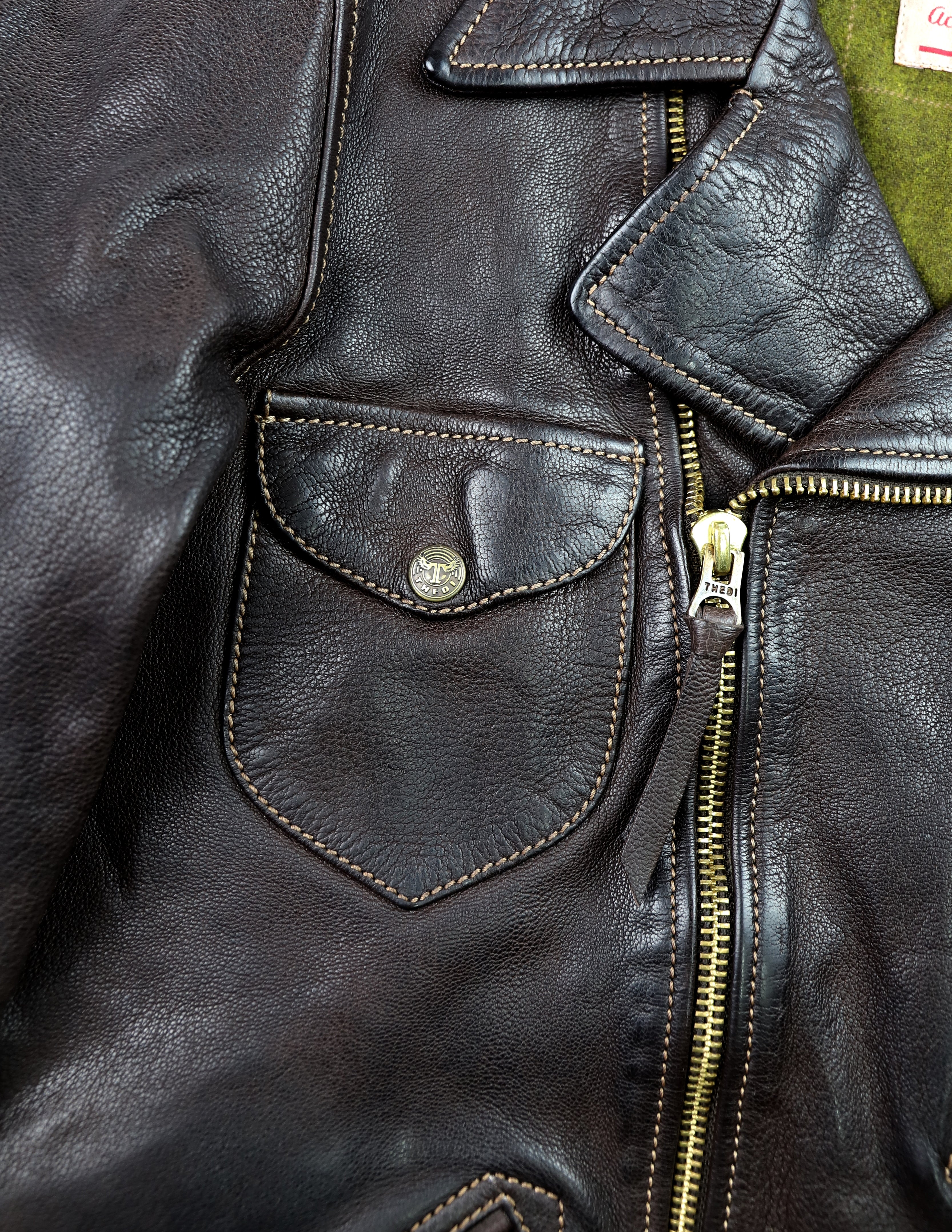 Thedi Evander Crosszip Half Belt, size Medium, Brown Goatskin