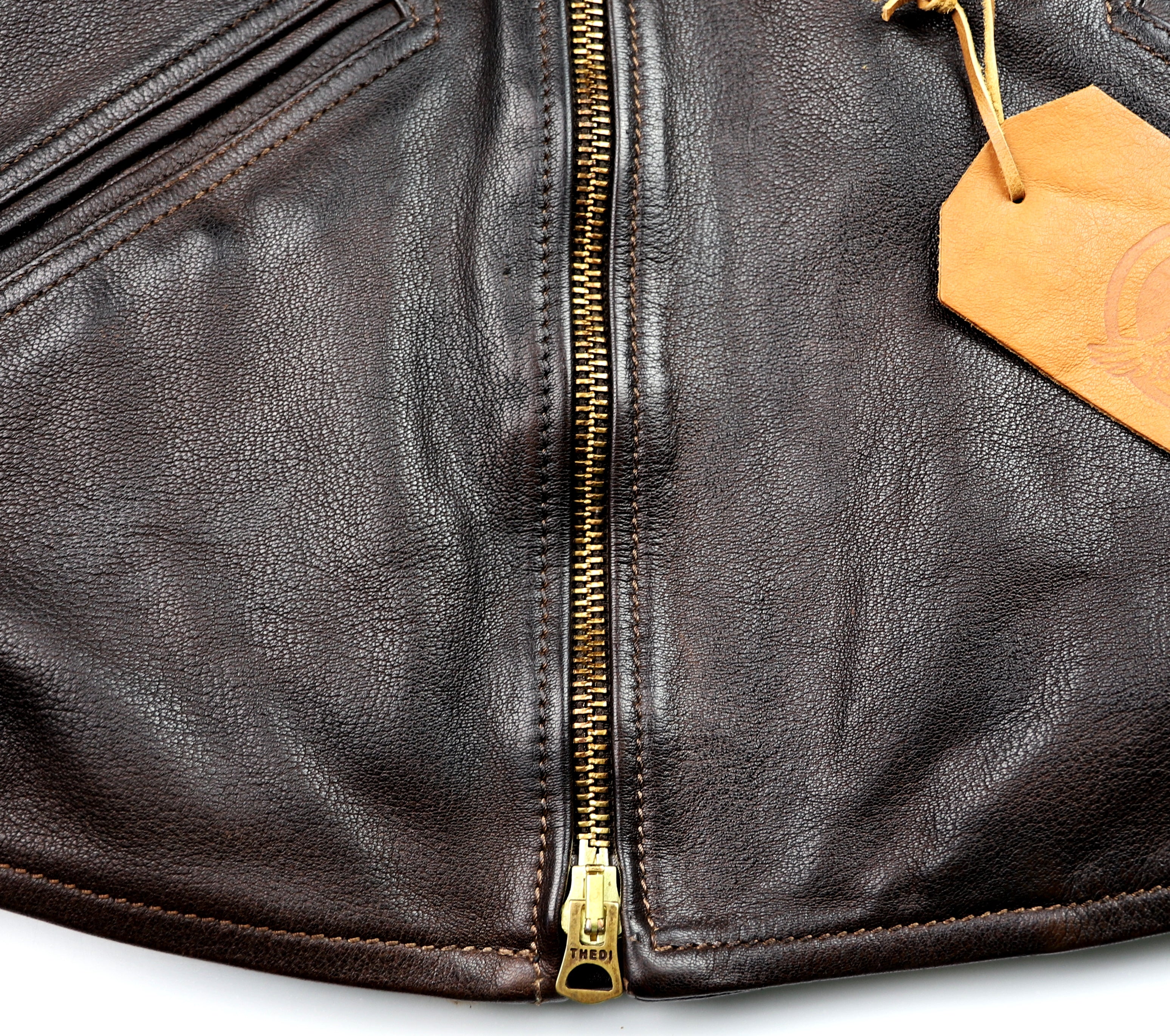 Thedi Evander Crosszip Half Belt, size Large, Brown Goatskin