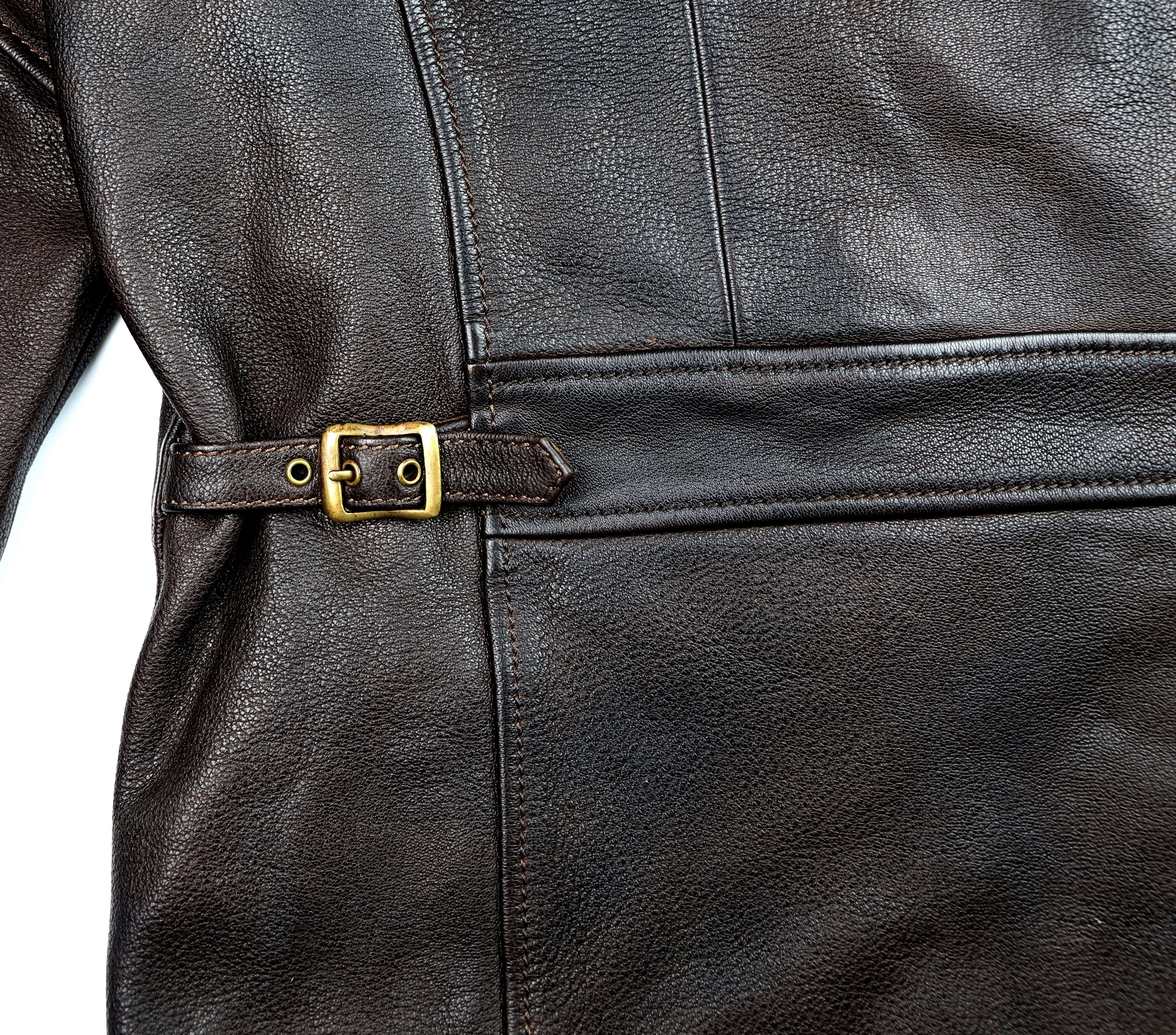 Thedi Evander Crosszip Half Belt, size Large, Brown Goatskin