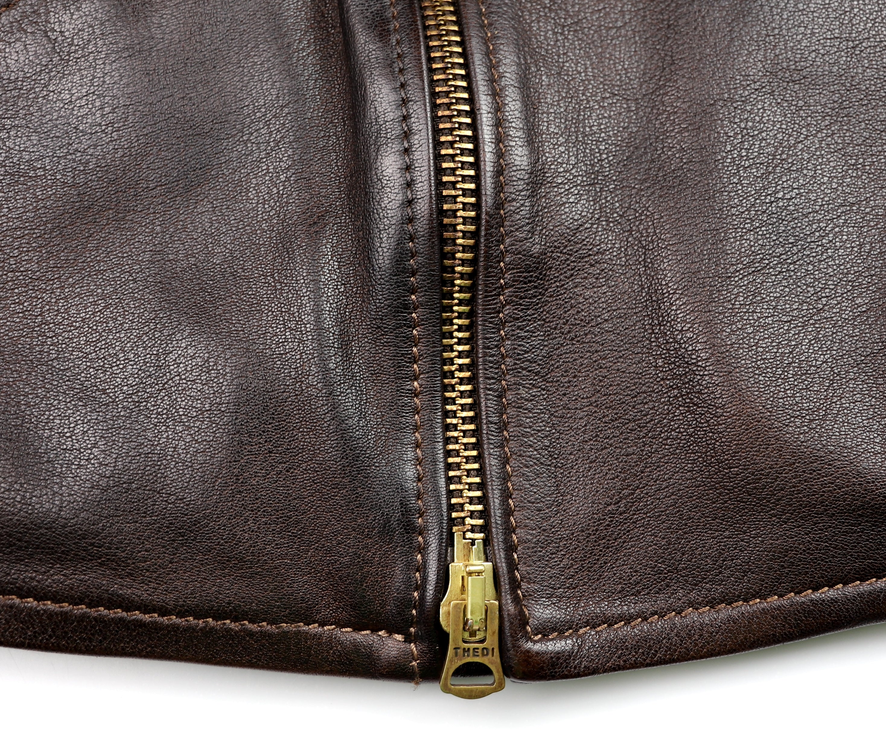 Thedi Evander Crosszip Half Belt, size Medium, Brown Goatskin