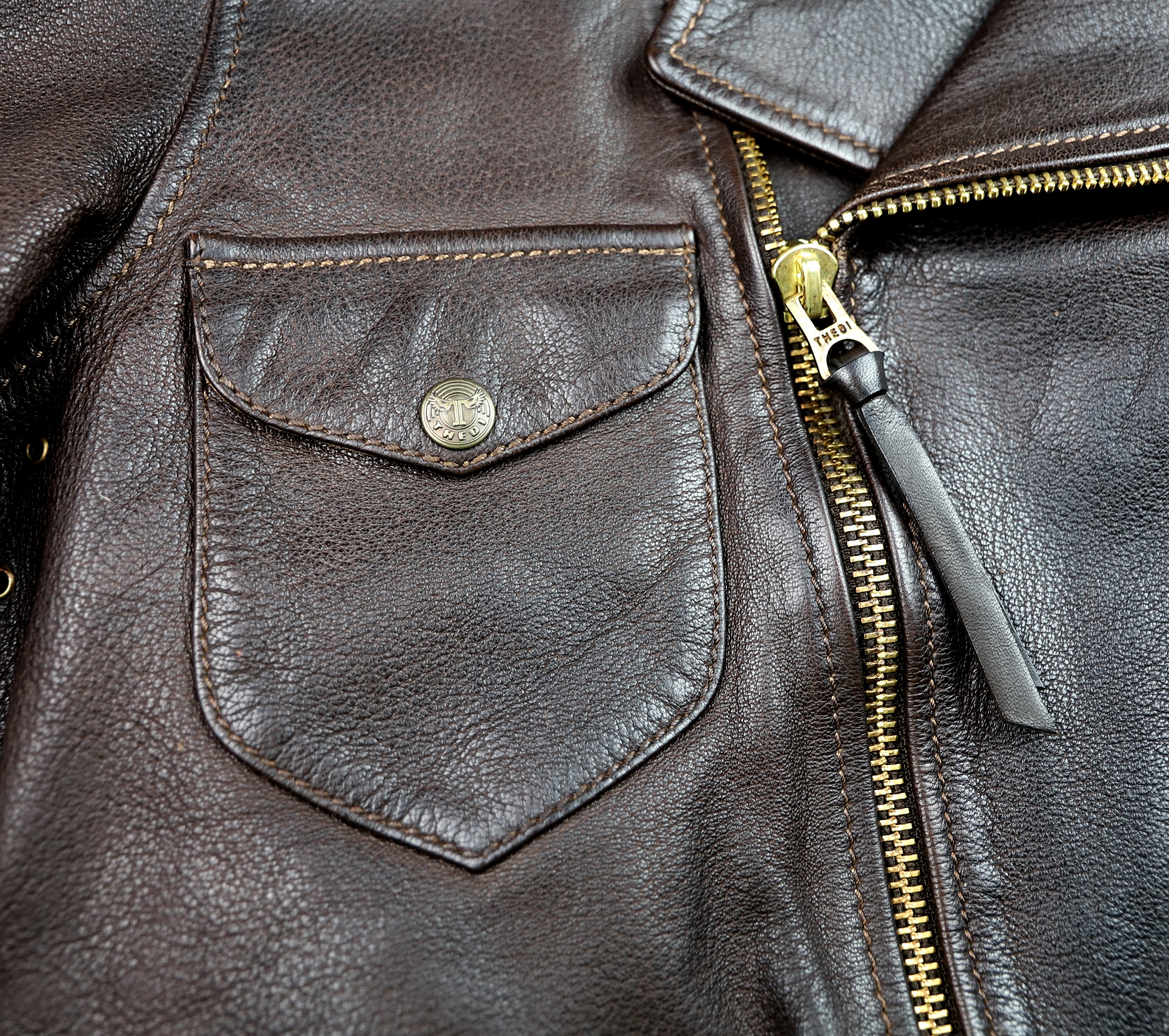 Thedi Evander Crosszip Half Belt, size Medium, Brown Goatskin