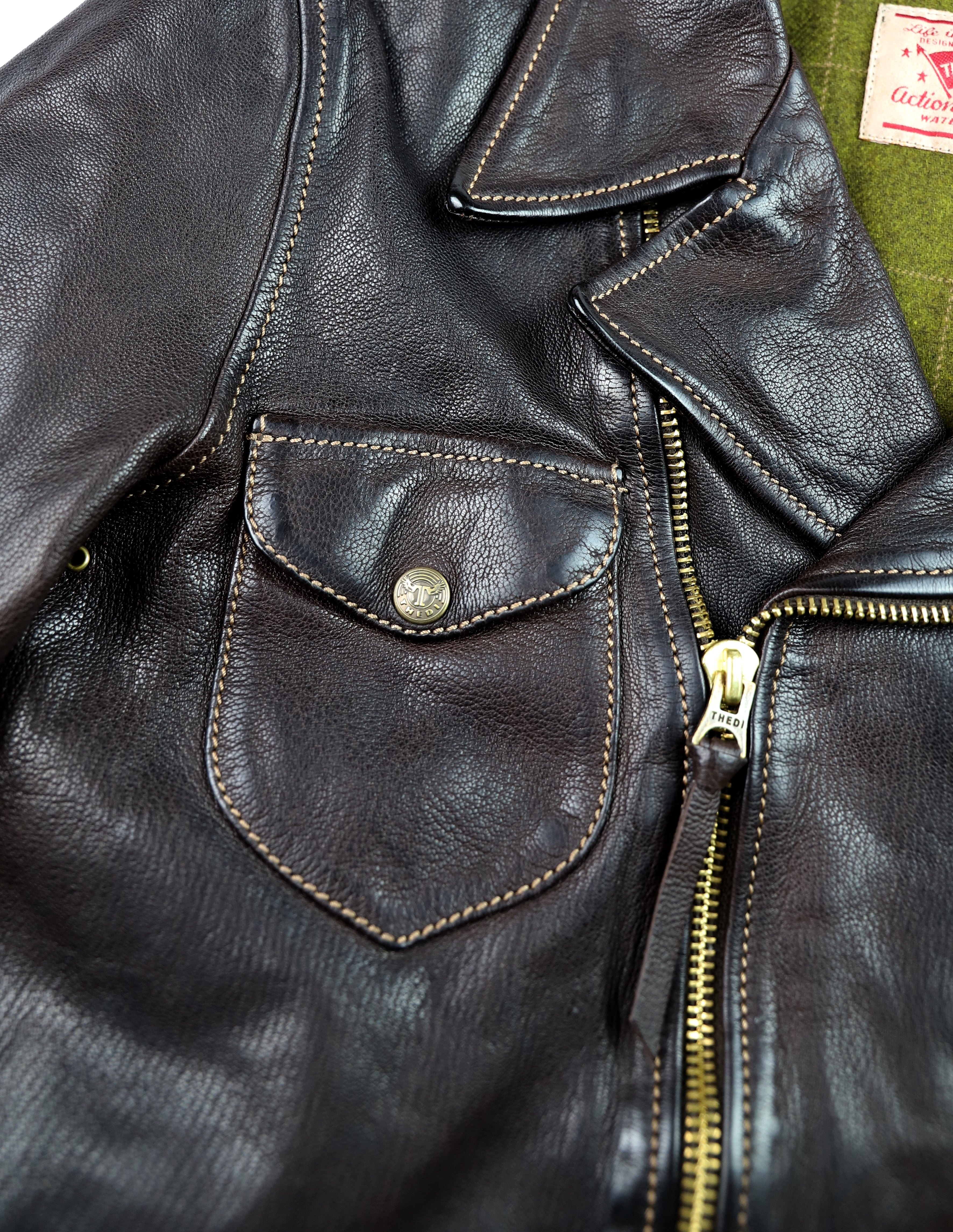 Thedi Evander Crosszip Half Belt, size Large, Brown Goatskin