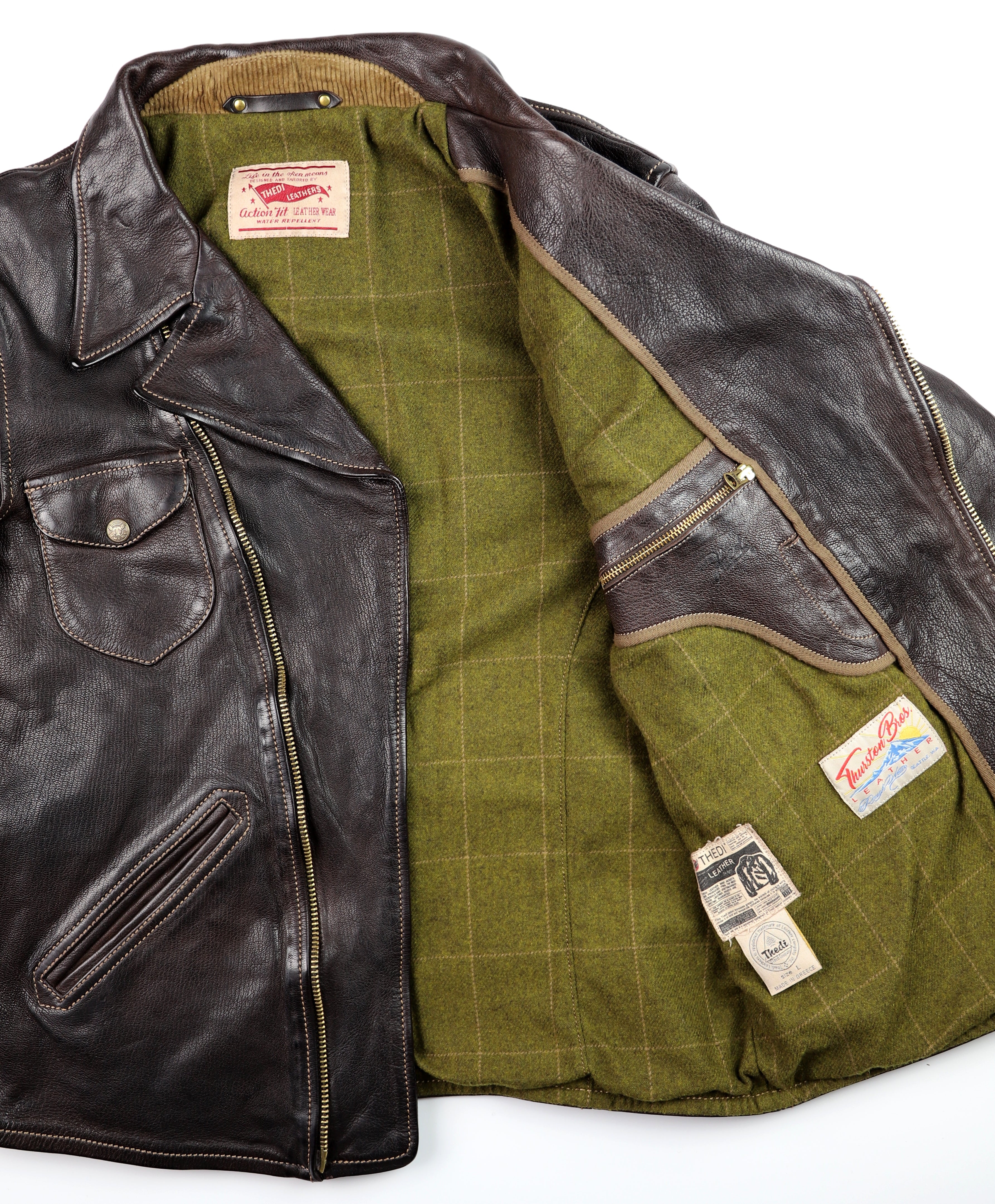 Thedi Evander Crosszip Half Belt, size Large, Brown Goatskin