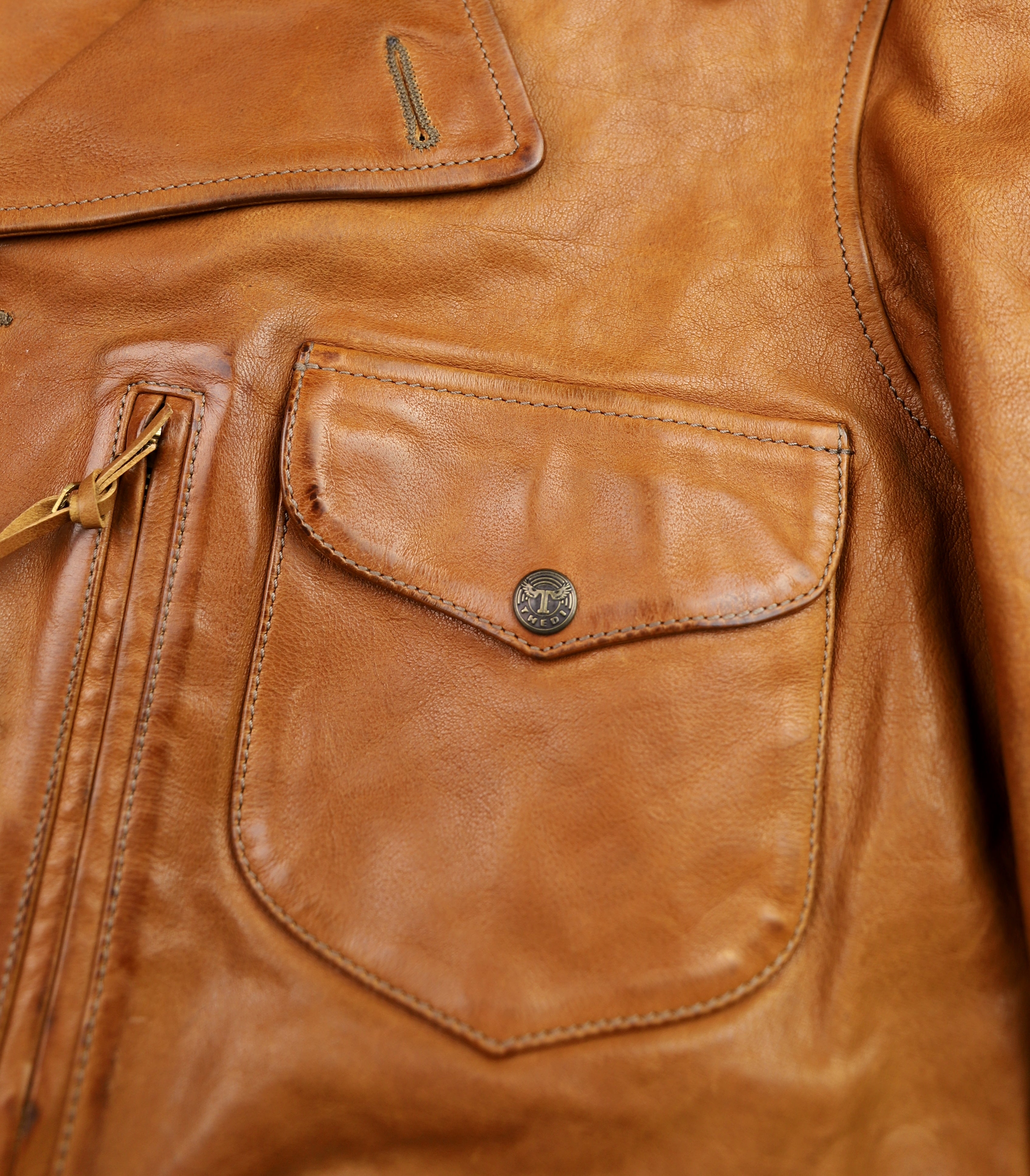 Thedi Hektor Half Belt, size Large, Cognac Buffalo