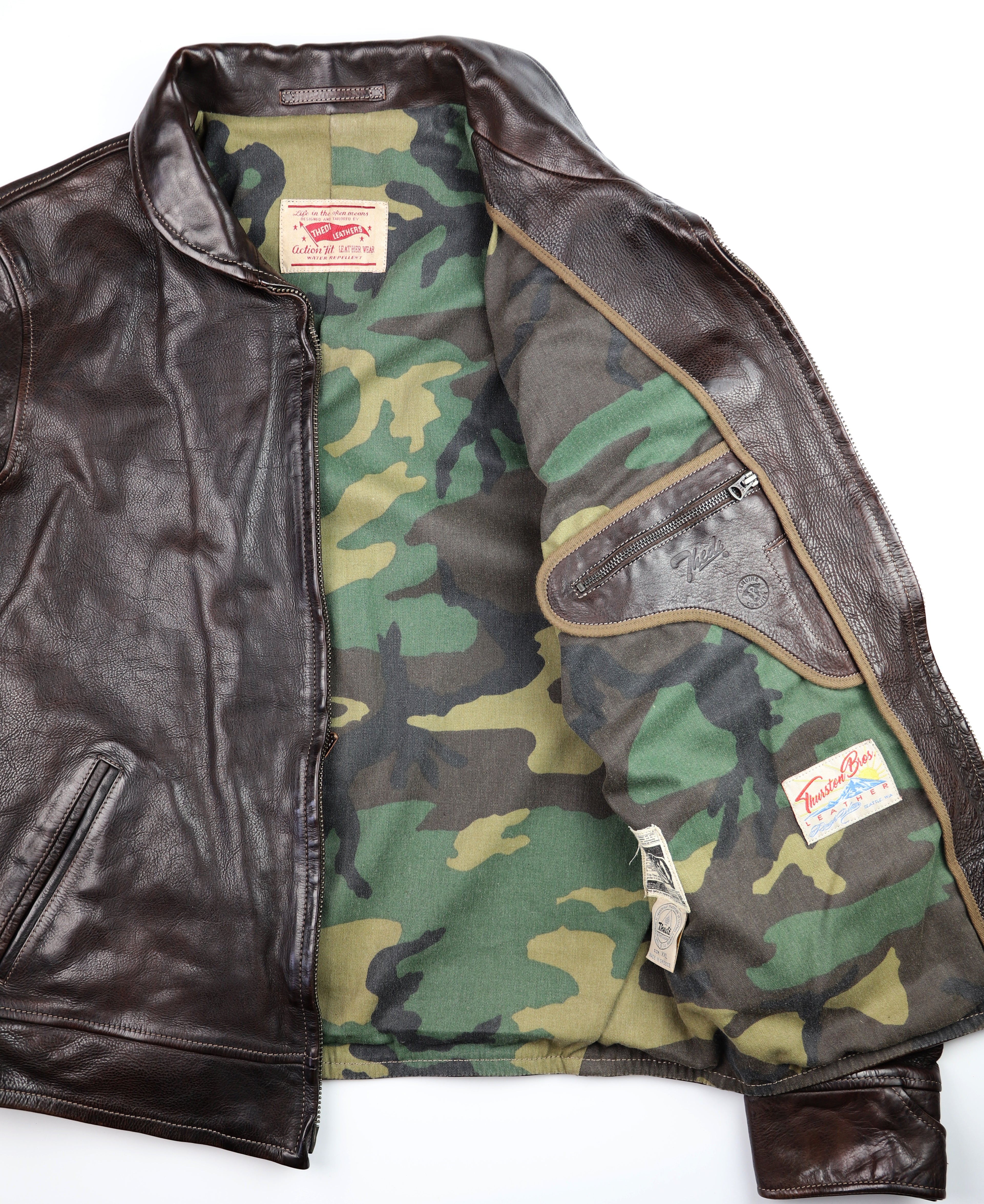 Thedi Markos Zip-Up Shawl Collar Jacket, size 2XL, Brown Canneto Cowhide