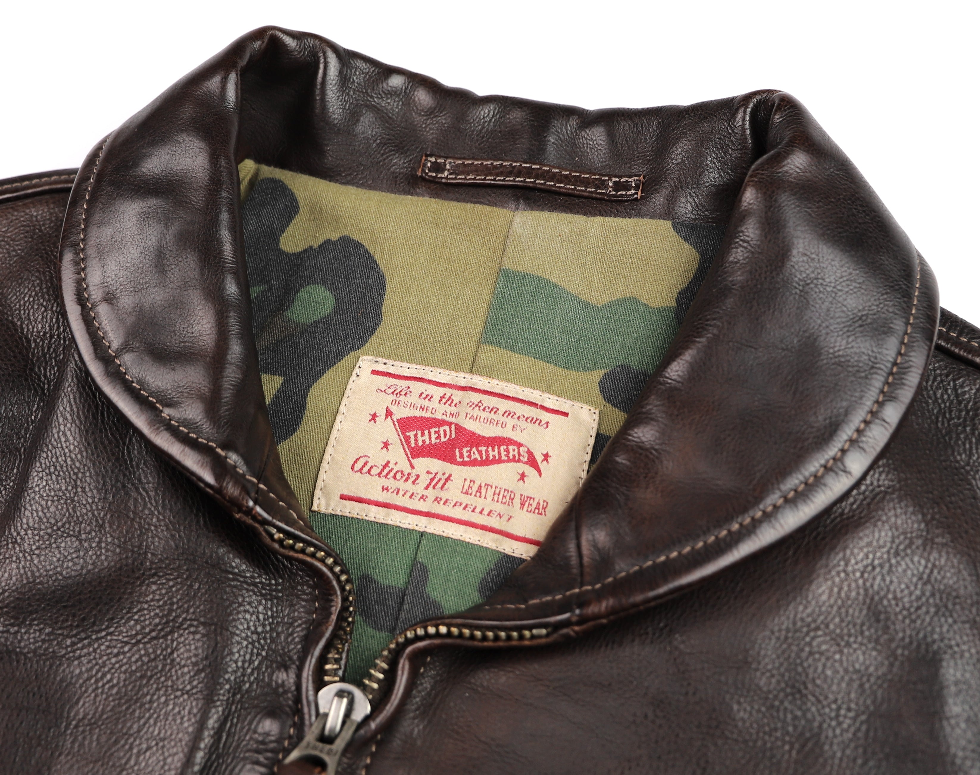 Thedi Markos Zip-Up Shawl Collar Jacket, size 2XL, Brown Canneto Cowhide