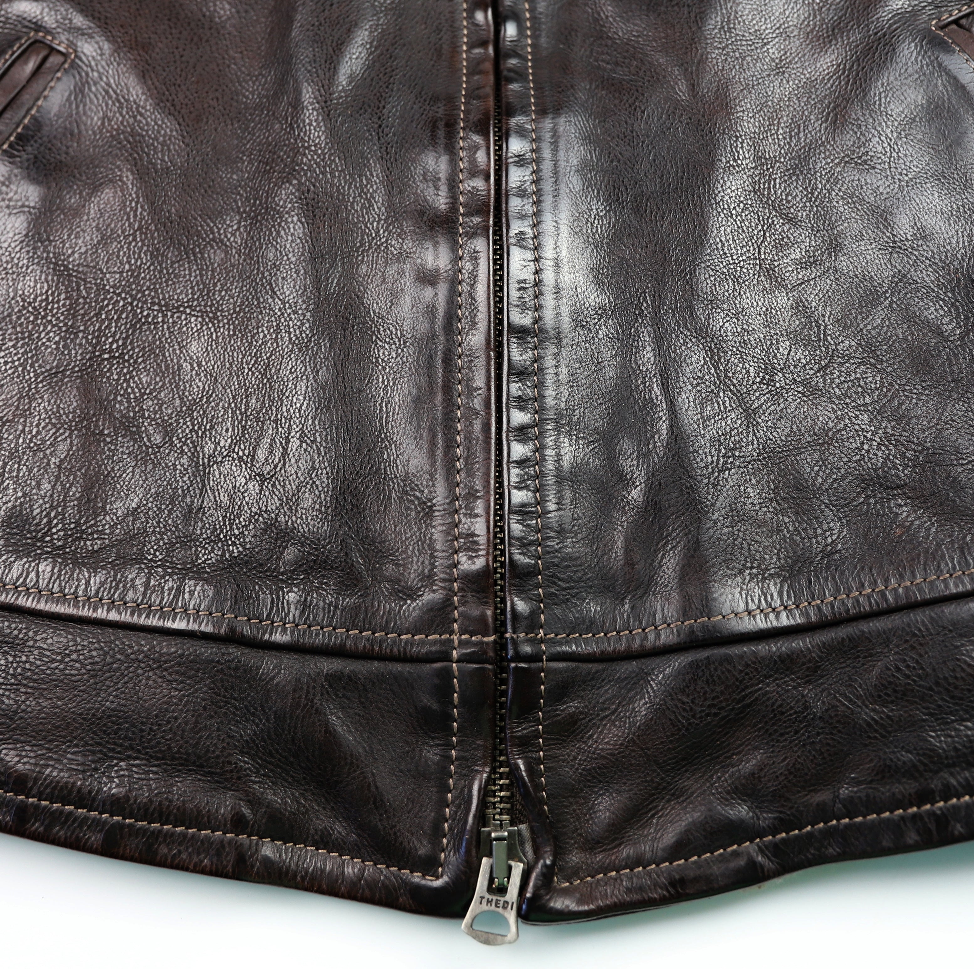 Thedi Markos Zip-Up Shawl Collar Jacket, size 3XL, Brown Canneto Cowhide