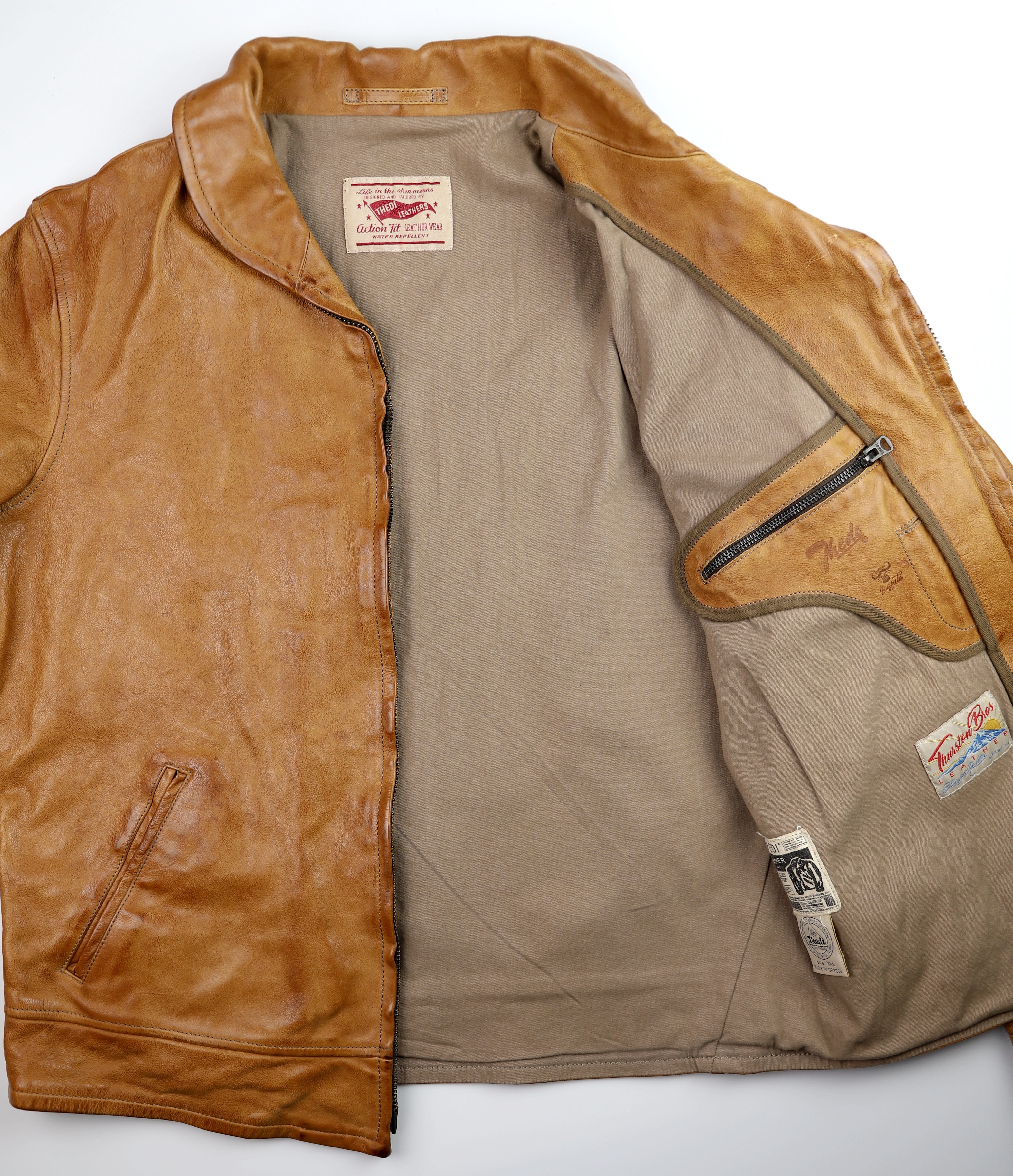 Thedi Markos Zip-Up Shawl Collar Jacket, size XXL, Cuoio Buffalo