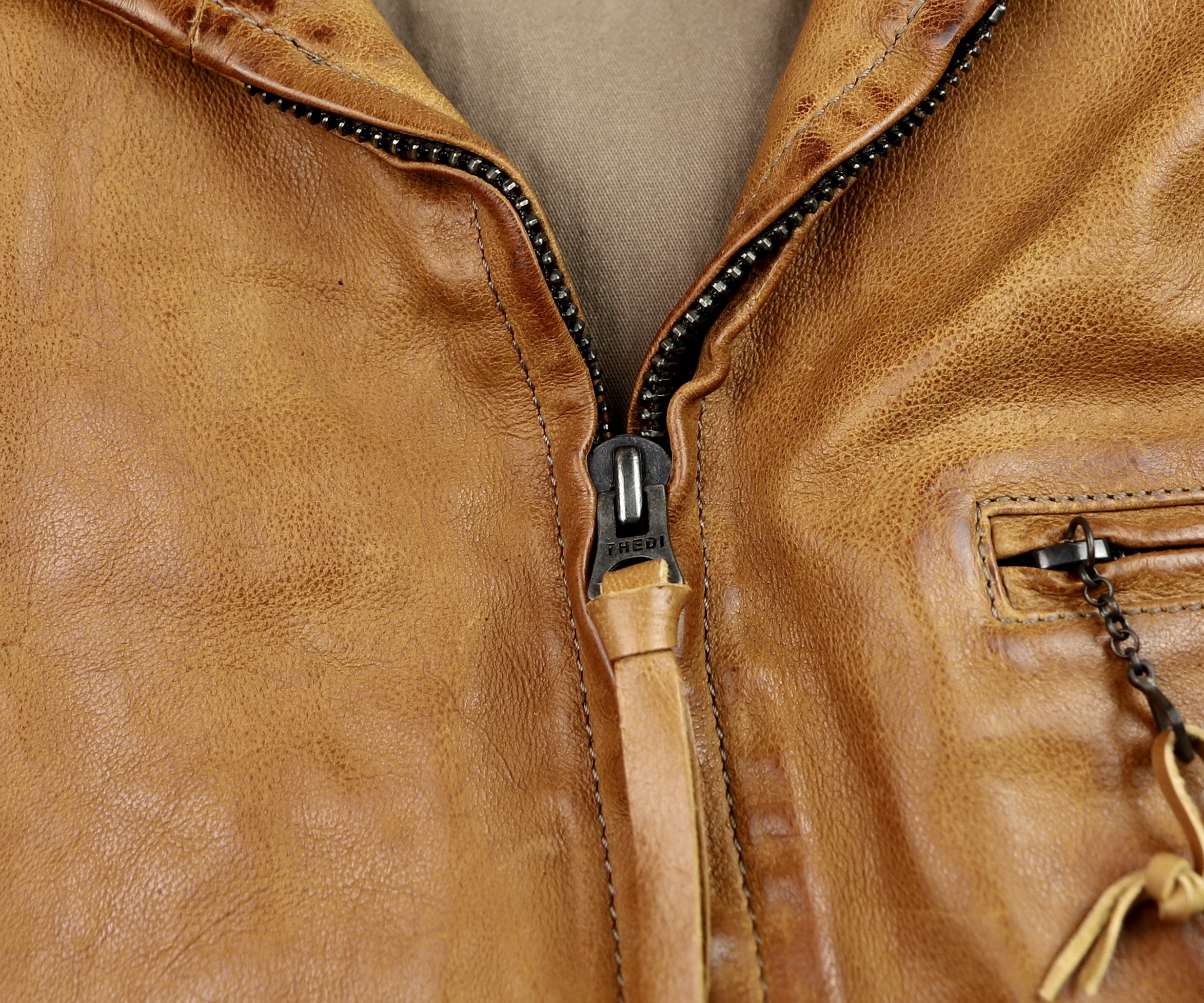 Thedi Markos Zip-Up Shawl Collar Jacket, size XXL, Cuoio Buffalo