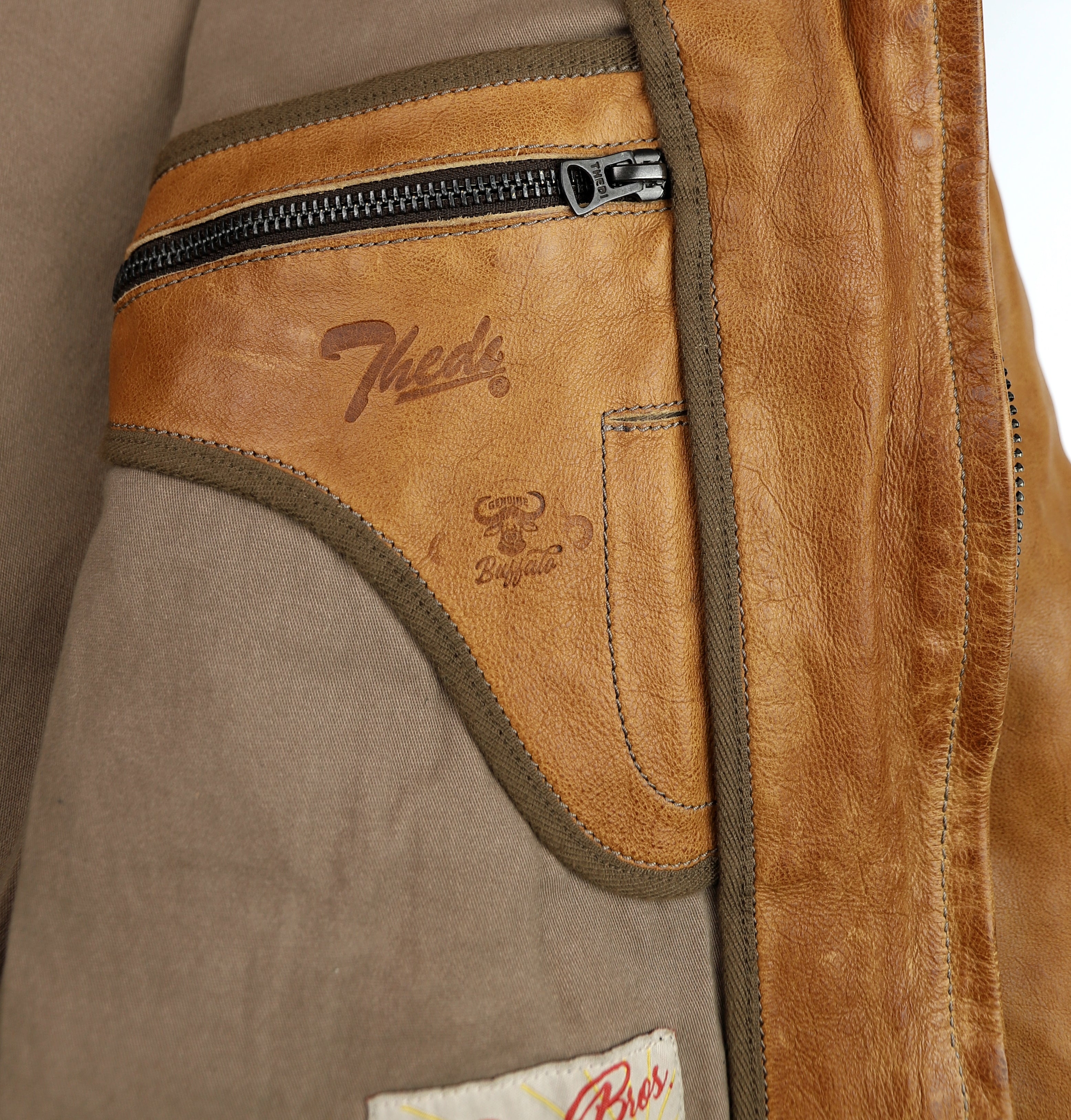 Thedi Markos Zip-Up Shawl Collar Jacket, size XXL, Cuoio Buffalo