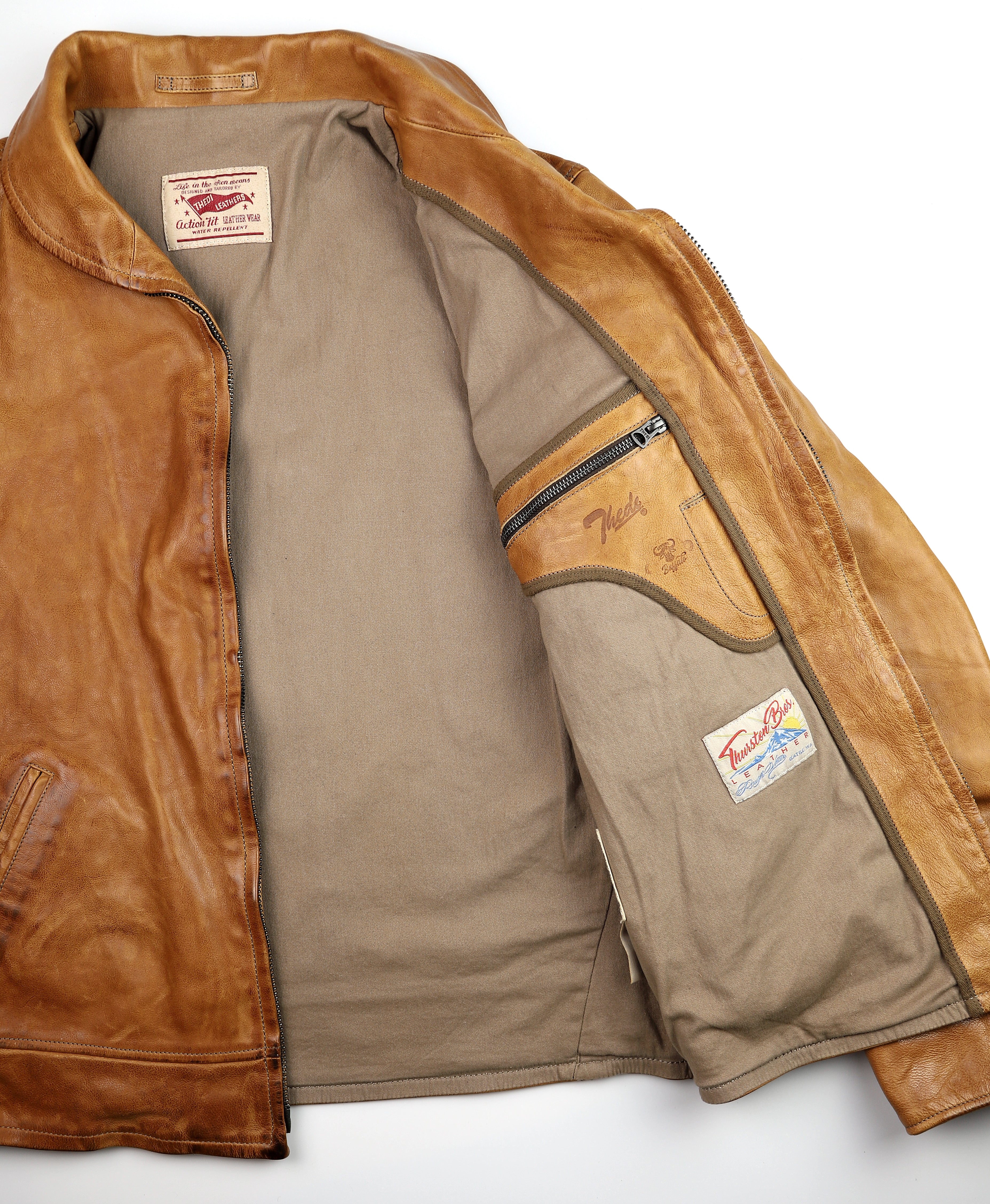 Thedi Markos Zip-Up Shawl Collar Jacket, size XXL, Cuoio Buffalo