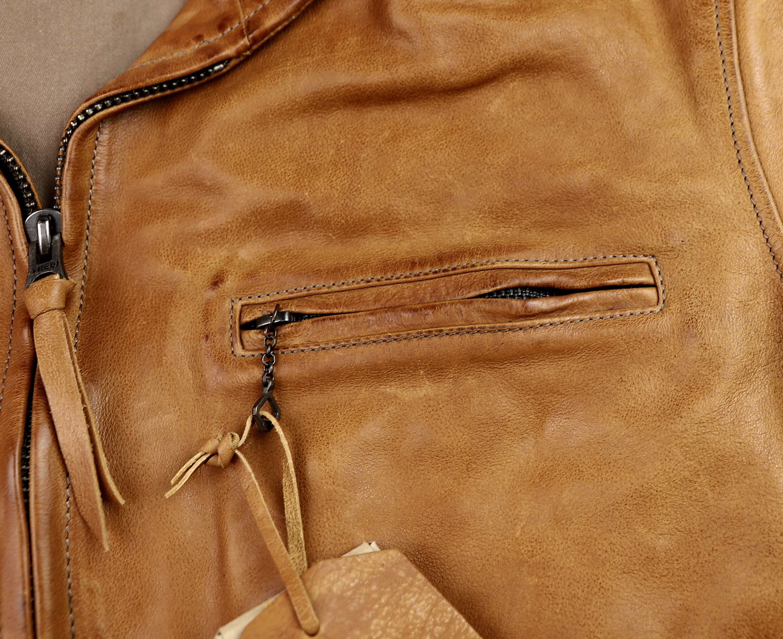 Thedi Markos Zip-Up Shawl Collar Jacket, size 3XL, Cuoio Buffalo