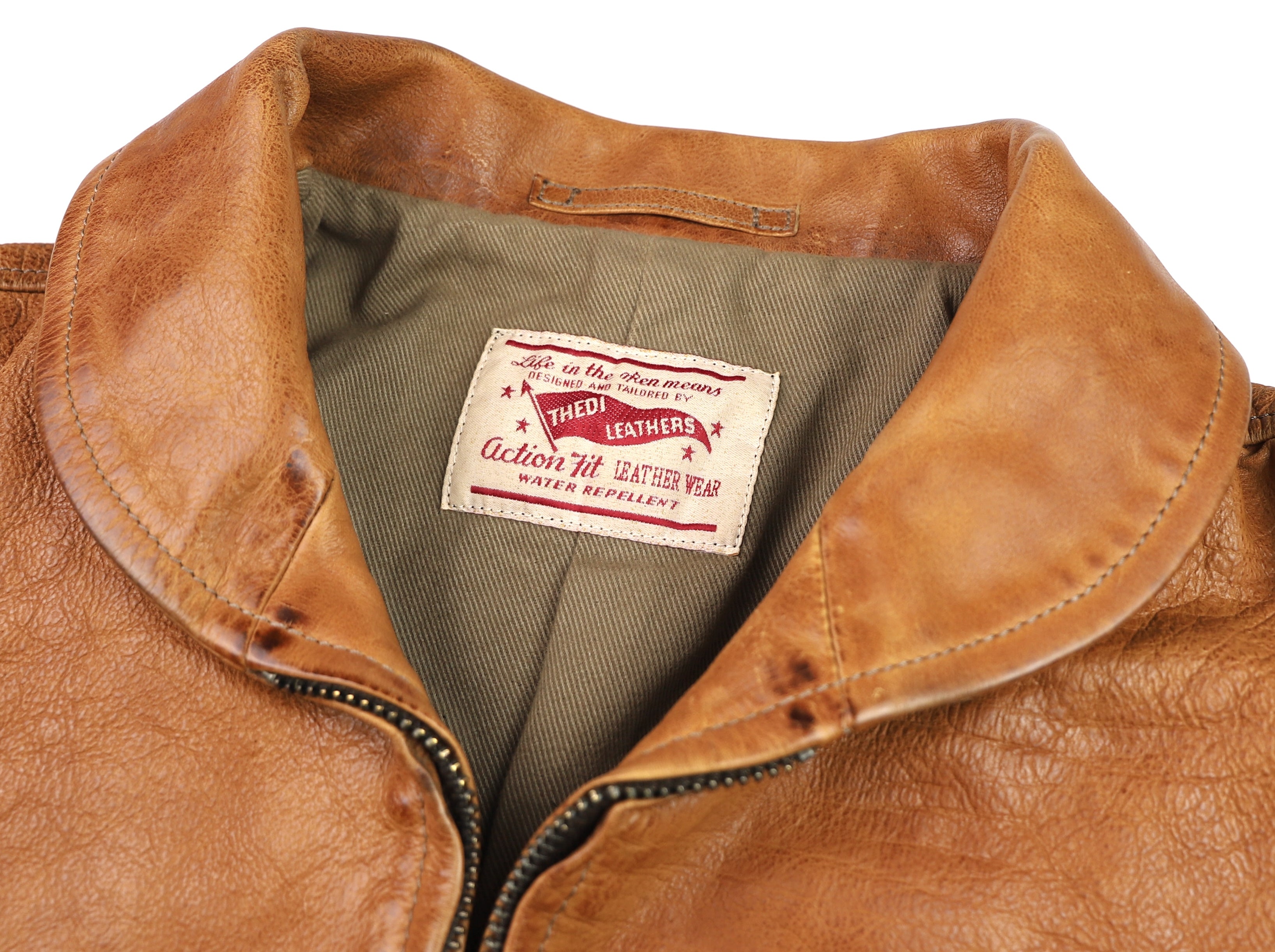 Thedi Markos Zip-Up Shawl Collar Jacket, size 3XL, Cuoio Buffalo