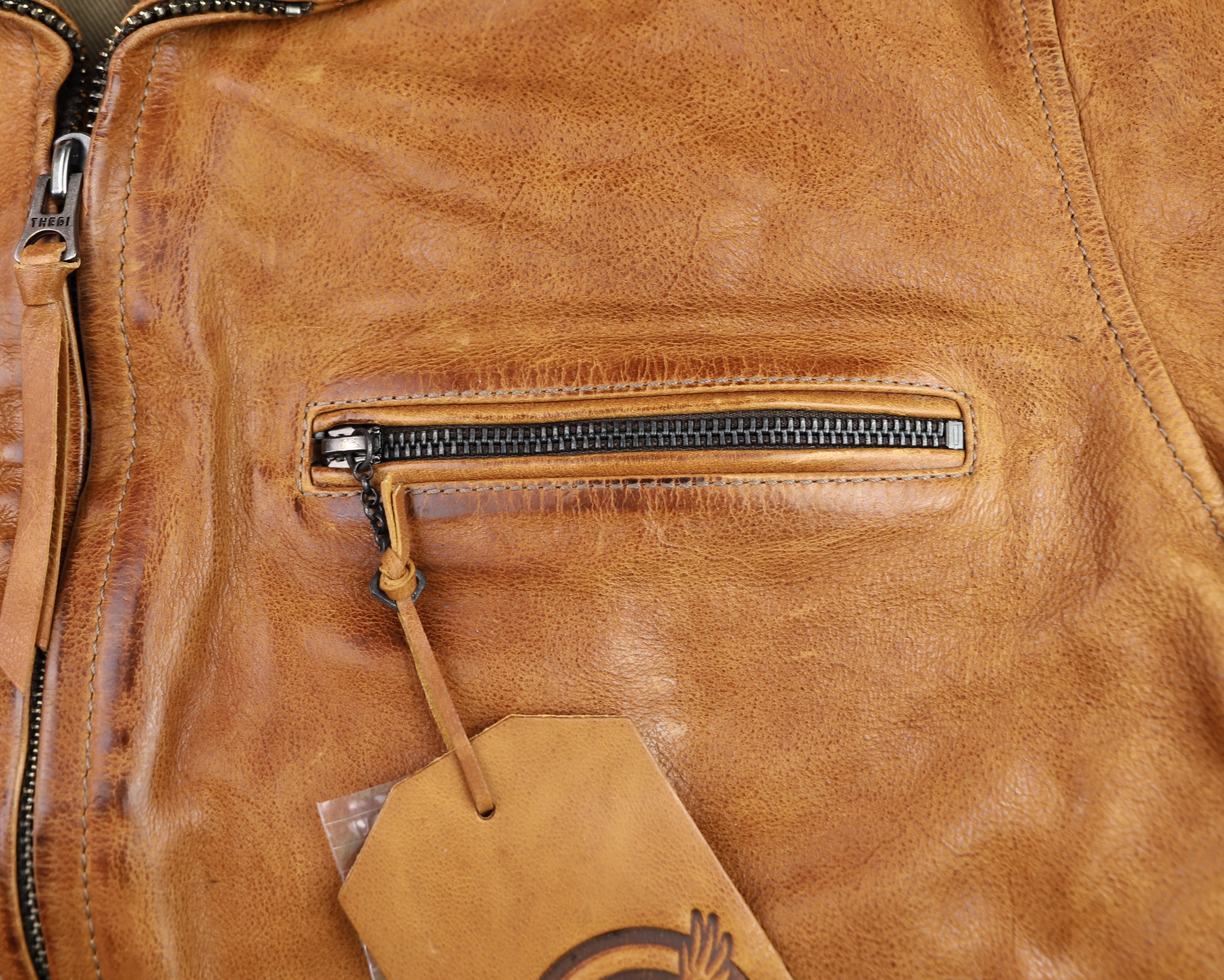 Thedi Markos Zip-Up Shawl Collar Jacket, size 3XL, Cuoio Buffalo