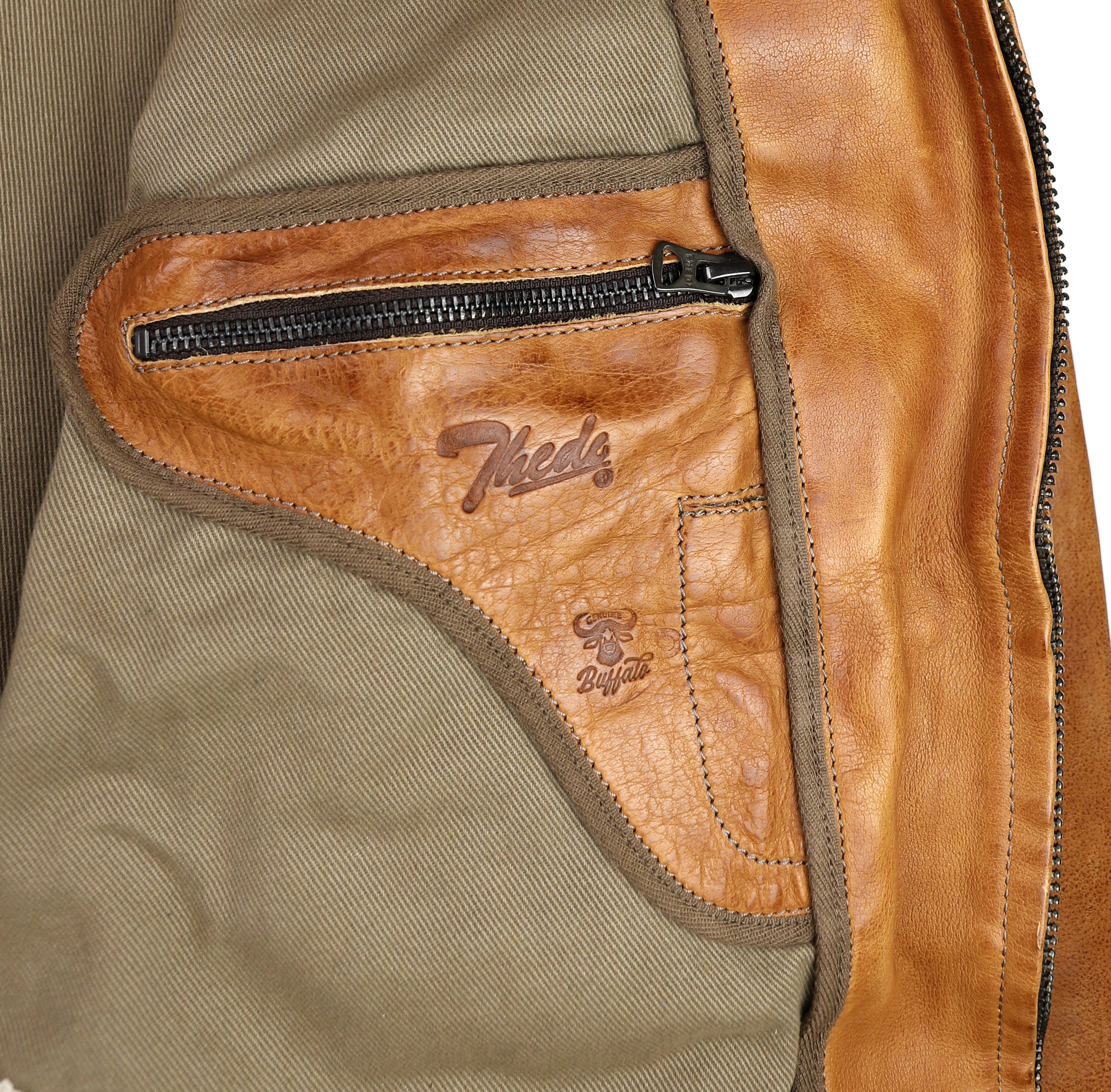 Thedi Markos Zip-Up Shawl Collar Jacket, size 3XL, Cuoio Buffalo