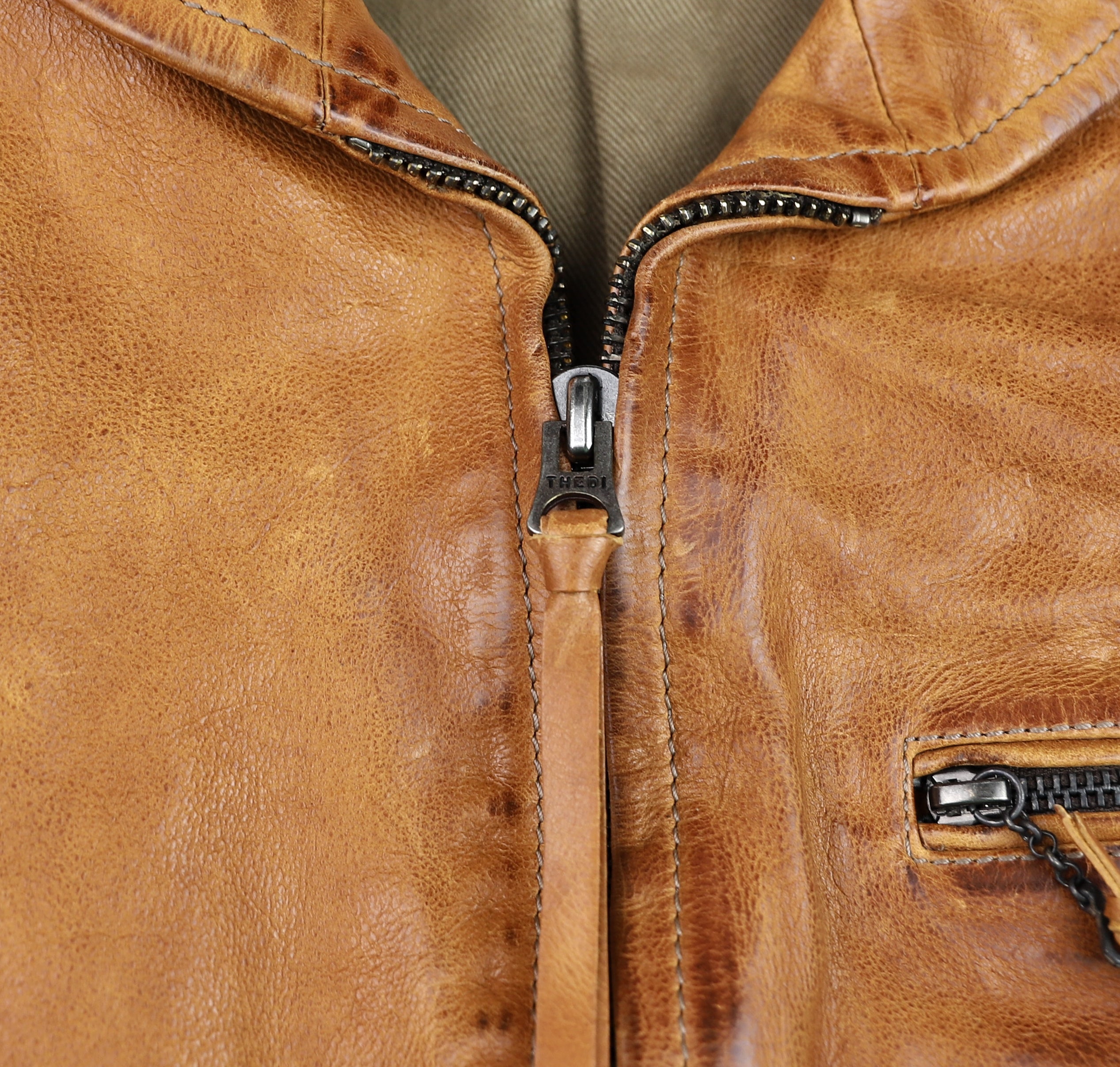 Thedi Markos Zip-Up Shawl Collar Jacket, size 3XL, Cuoio Buffalo