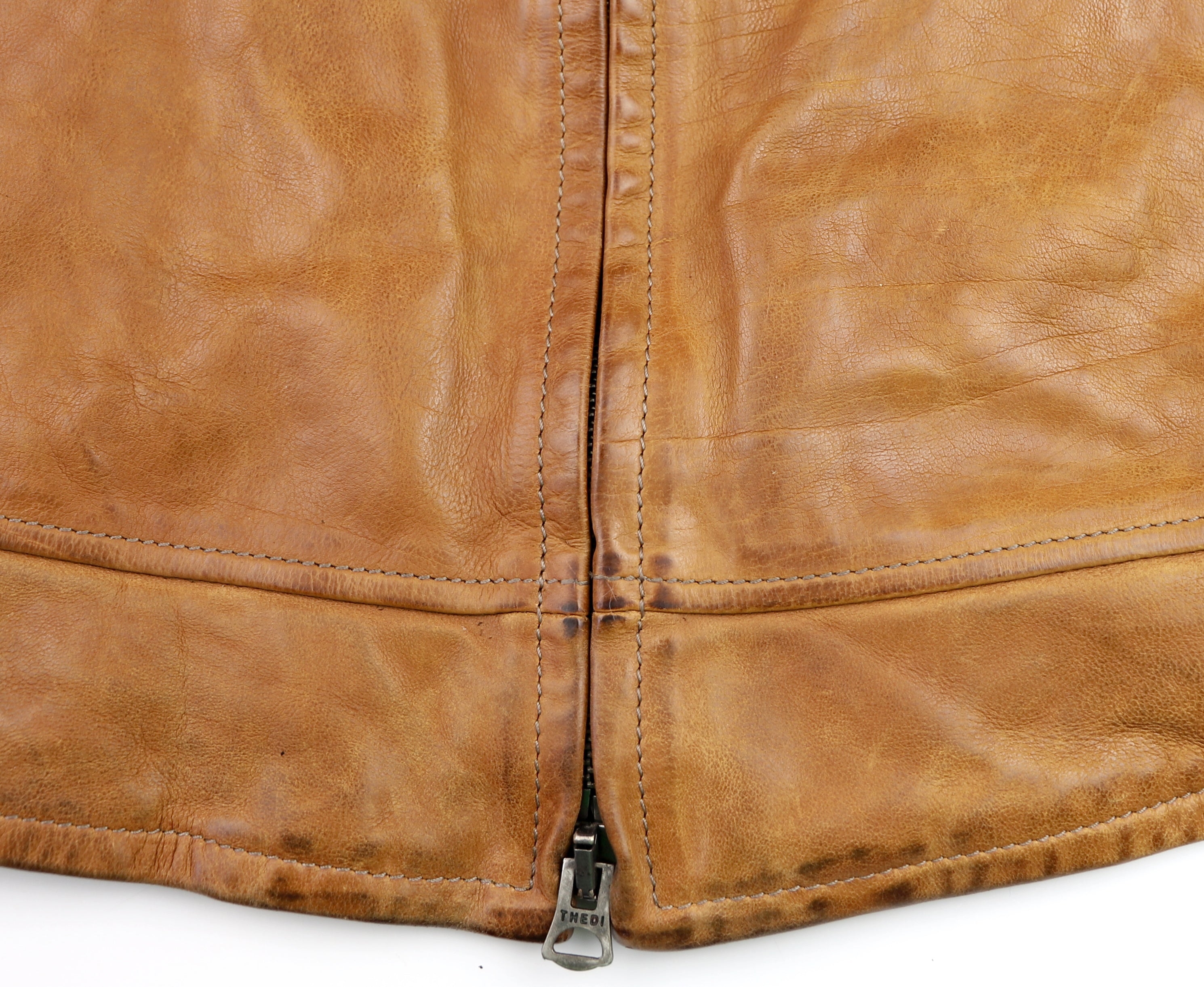 Thedi Markos Zip-Up Shawl Collar Jacket, size Large, Cuoio Buffalo