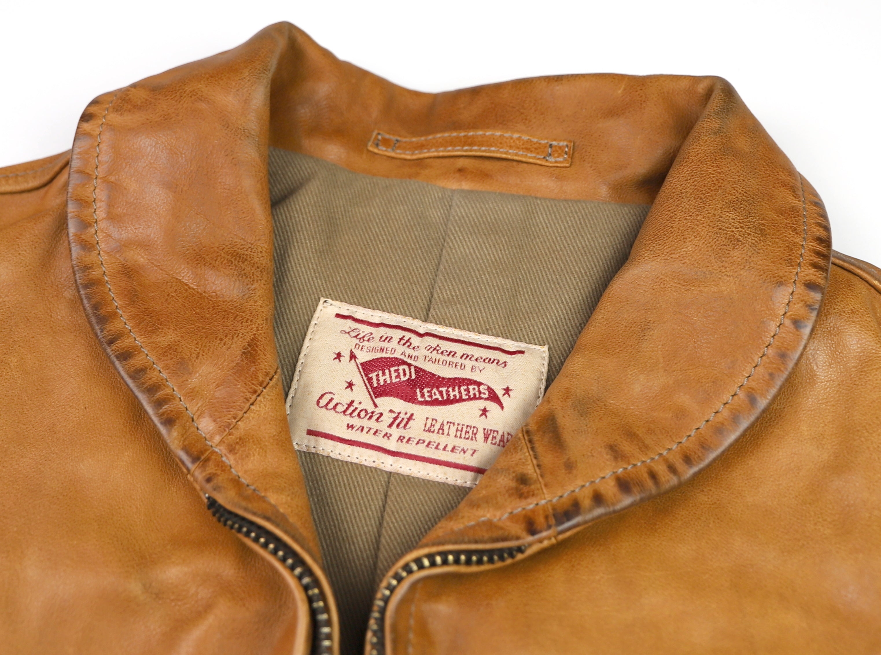 Thedi Markos Zip-Up Shawl Collar Jacket, size Large, Cuoio Buffalo