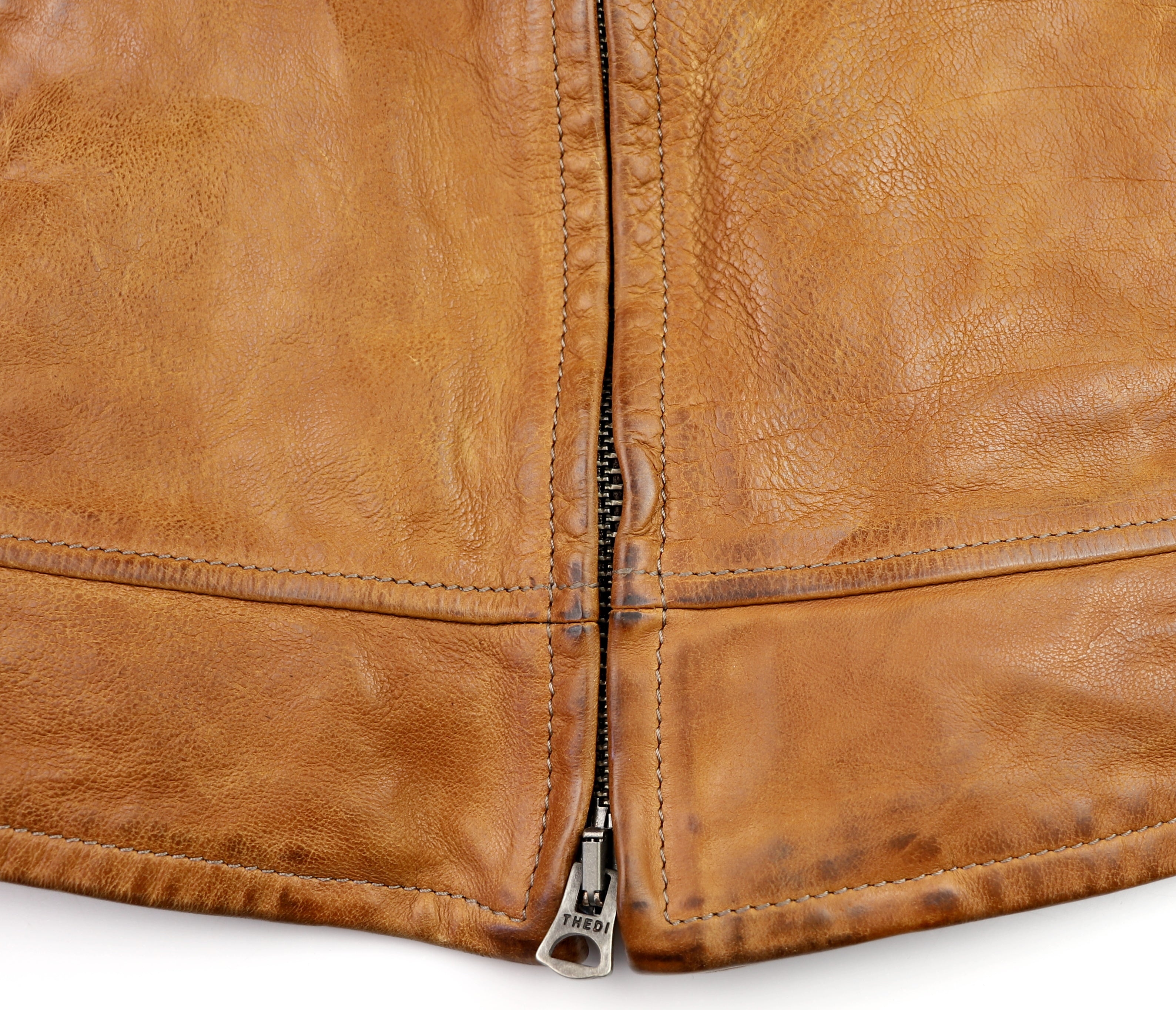 Thedi Markos Zip-Up Shawl Collar Jacket, size Medium, Cuoio Buffalo