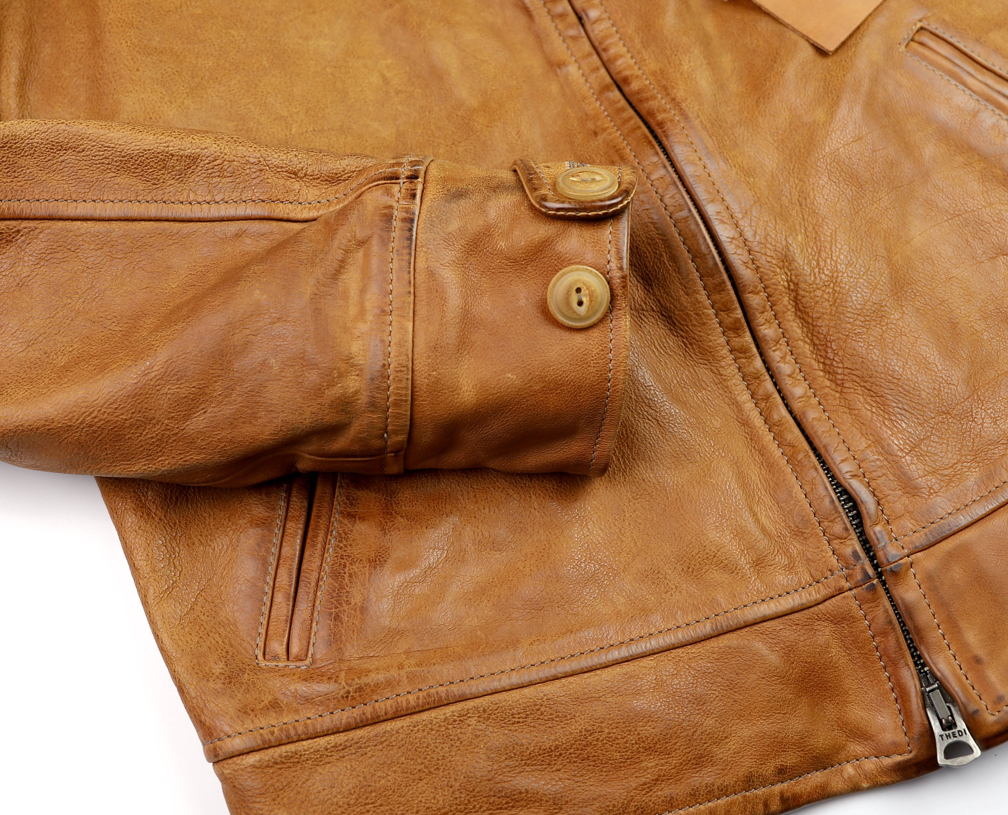 Thedi Markos Zip-Up Shawl Collar Jacket, size Medium, Cuoio Buffalo