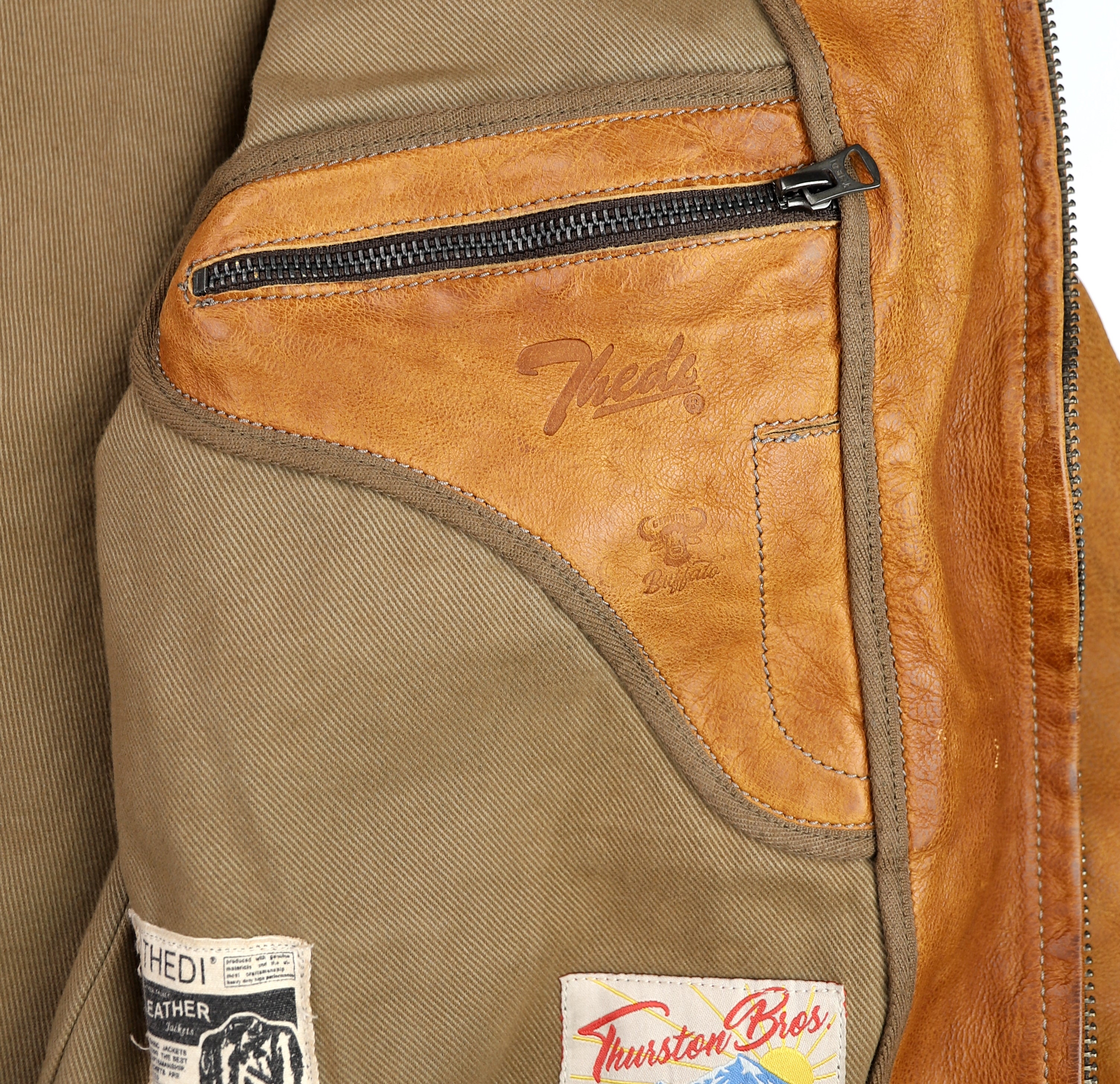 Thedi Markos Zip-Up Shawl Collar Jacket, size Medium, Cuoio Buffalo