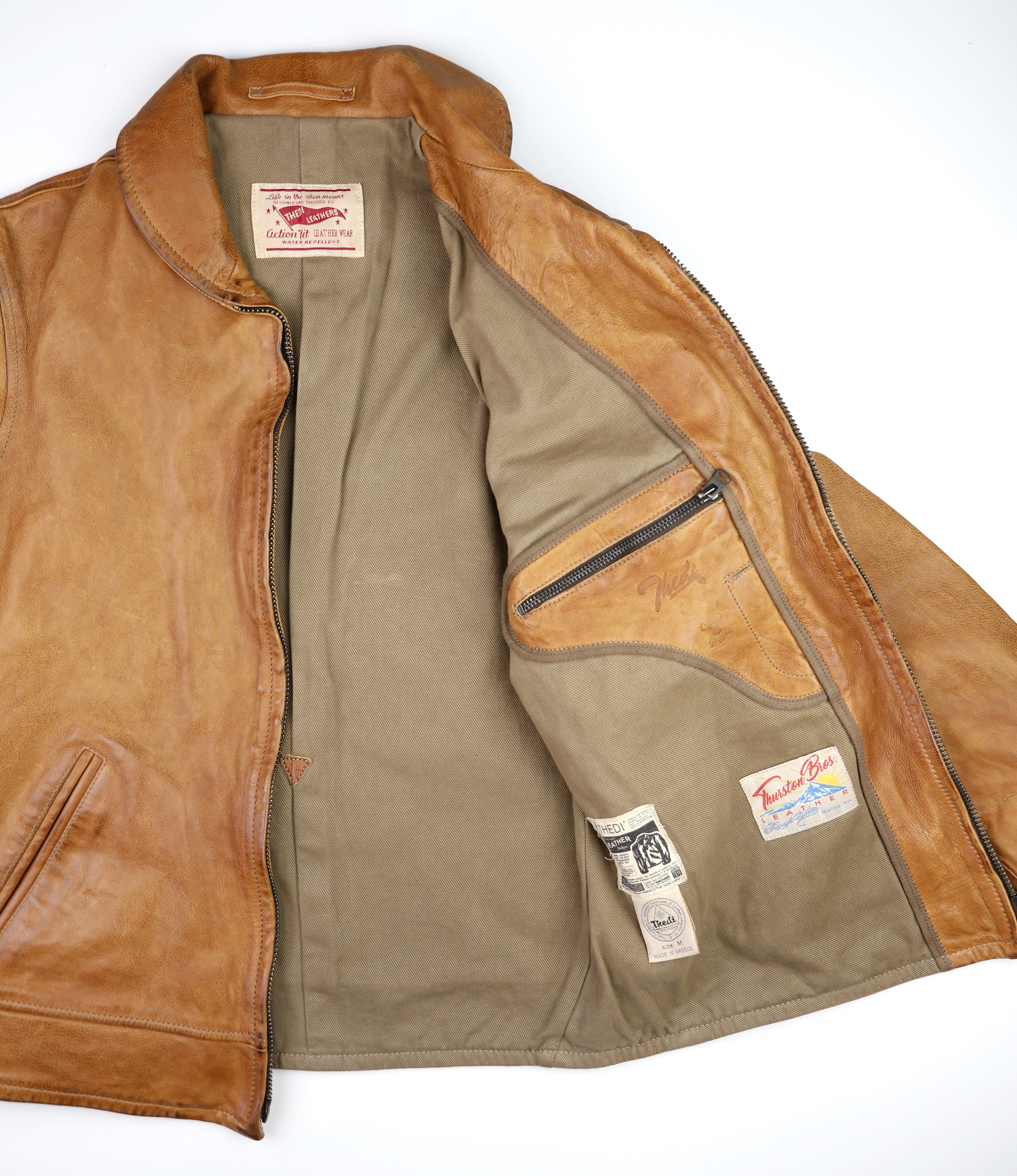 Thedi Markos Zip-Up Shawl Collar Jacket, size Medium, Cuoio Buffalo