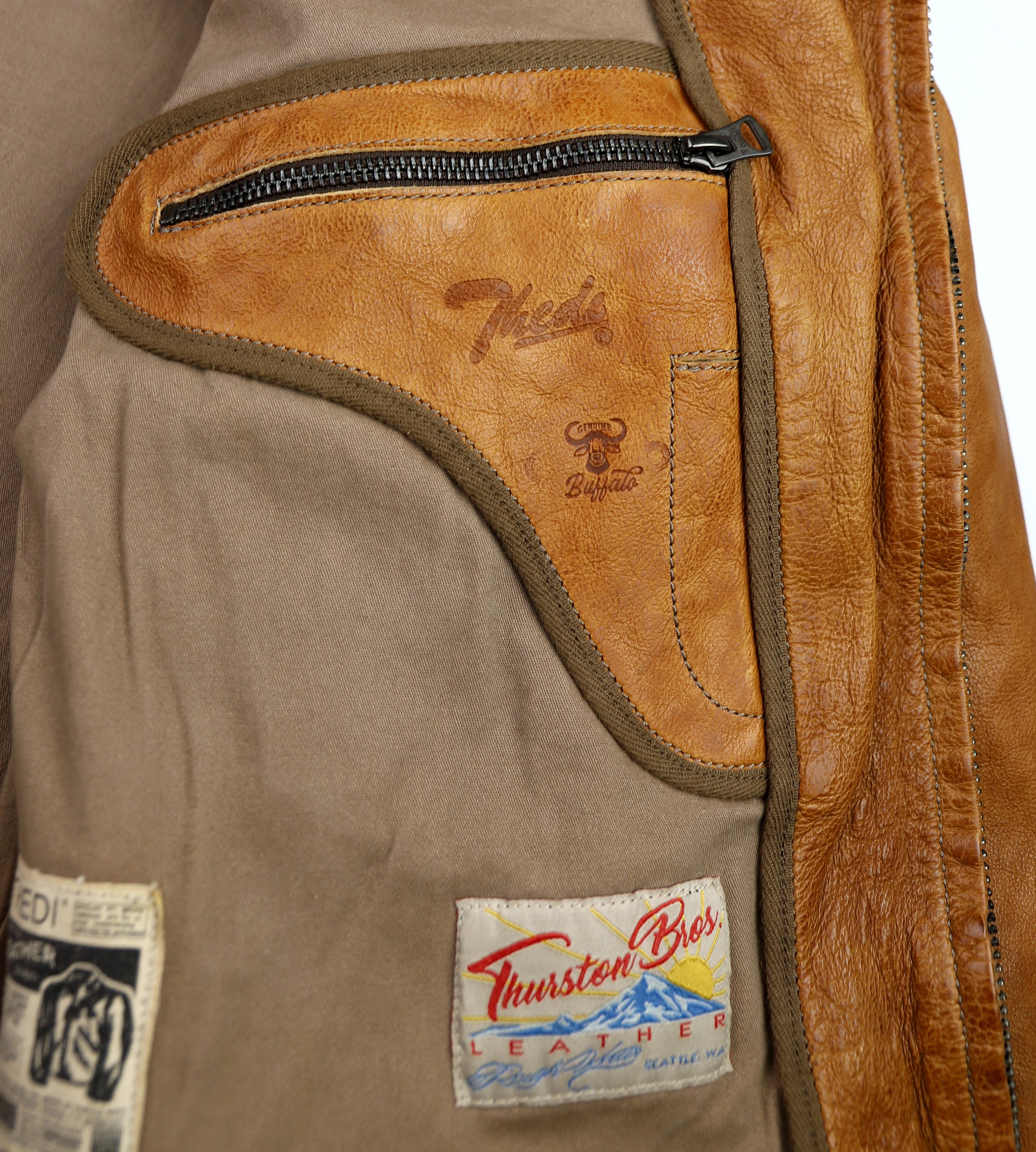 Thedi Markos Zip-Up Shawl Collar Jacket, size Medium, Cuoio Buffalo