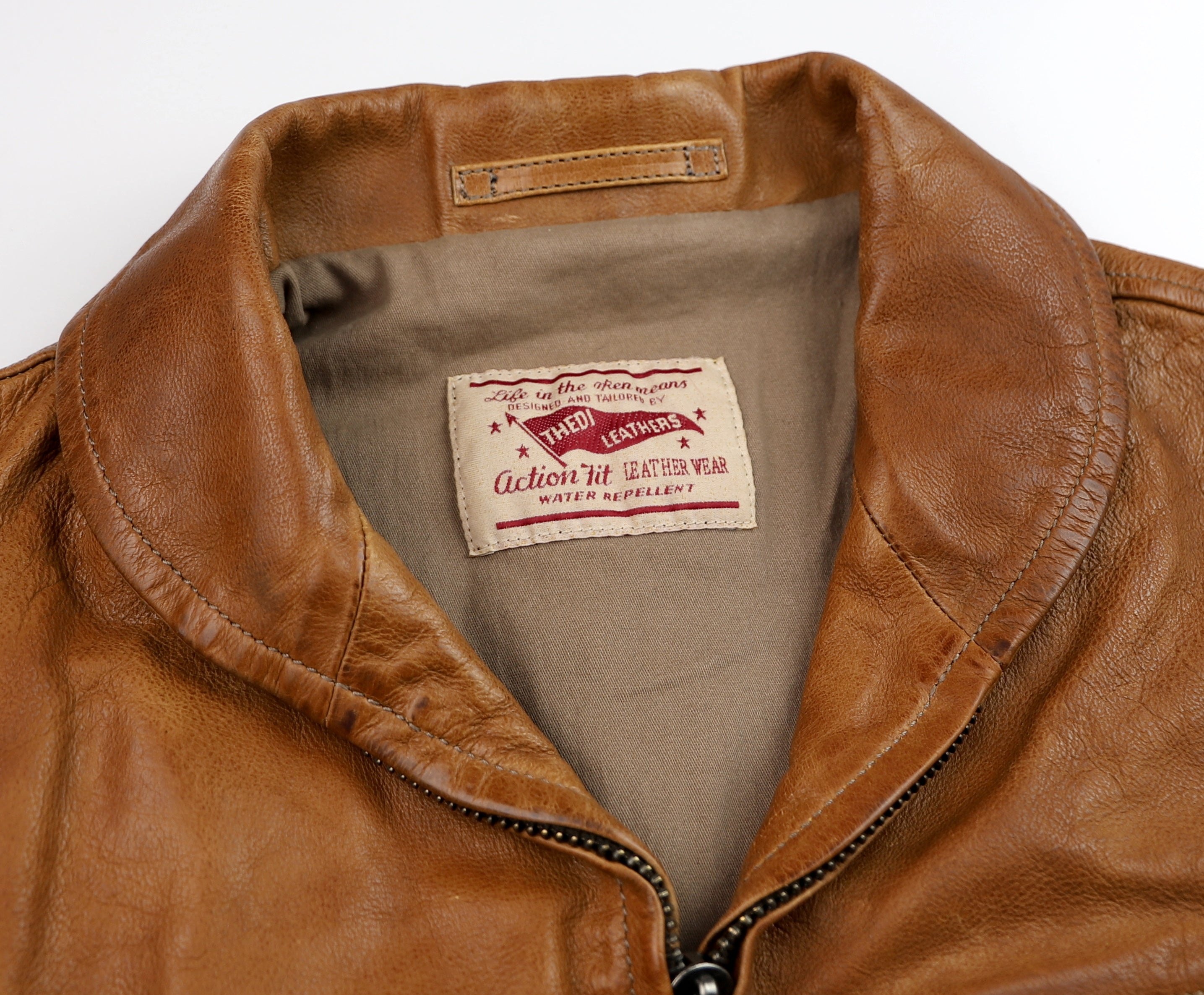 Thedi Markos Zip-Up Shawl Collar Jacket, size Medium, Cuoio Buffalo