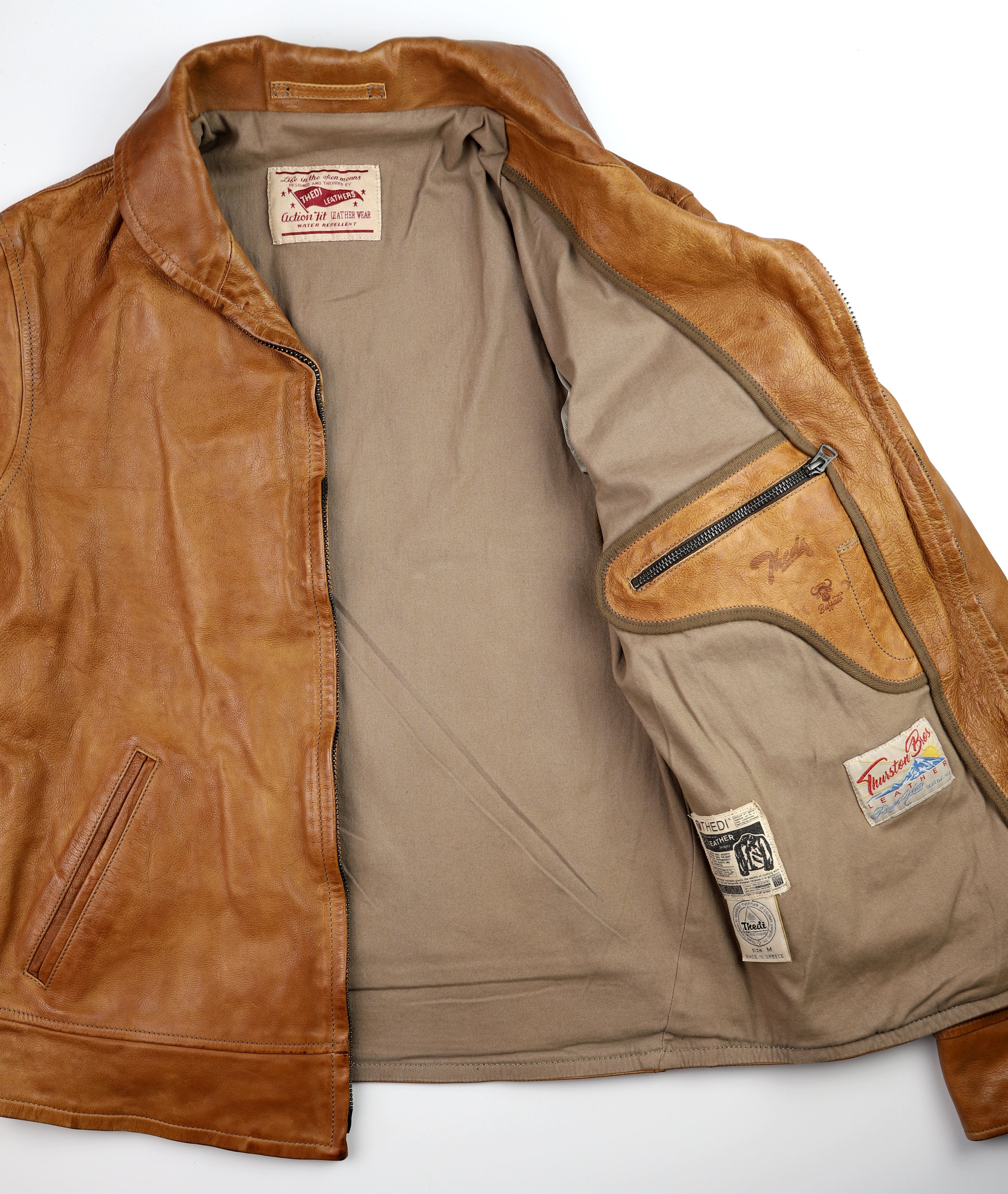 Thedi Markos Zip-Up Shawl Collar Jacket, size Medium, Cuoio Buffalo