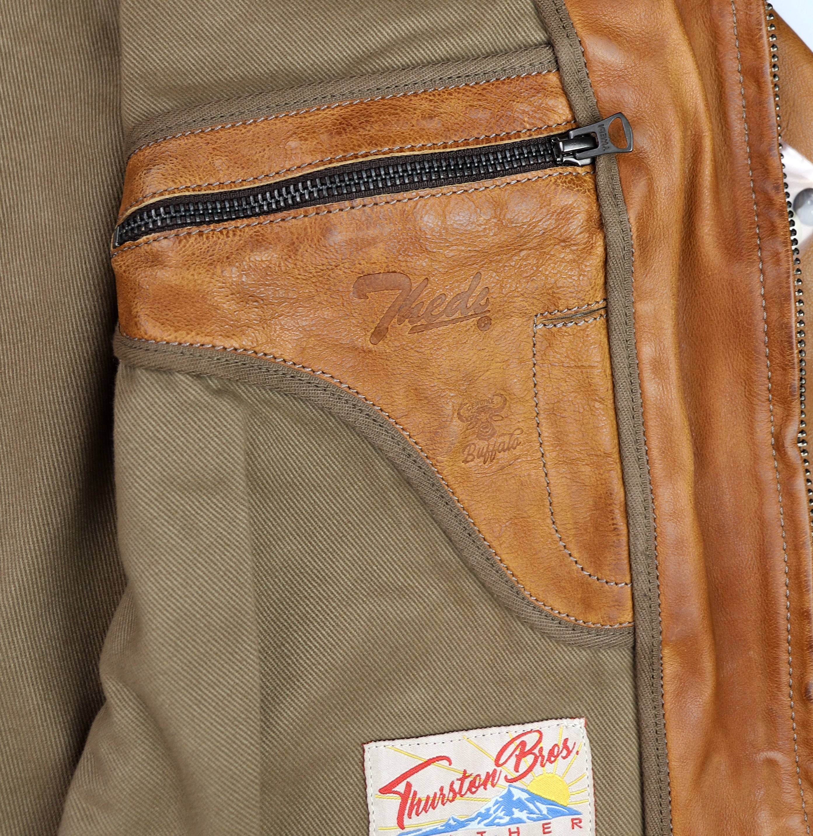 Thedi Markos Zip-Up Shawl Collar Jacket, size XL, Cuoio Buffalo