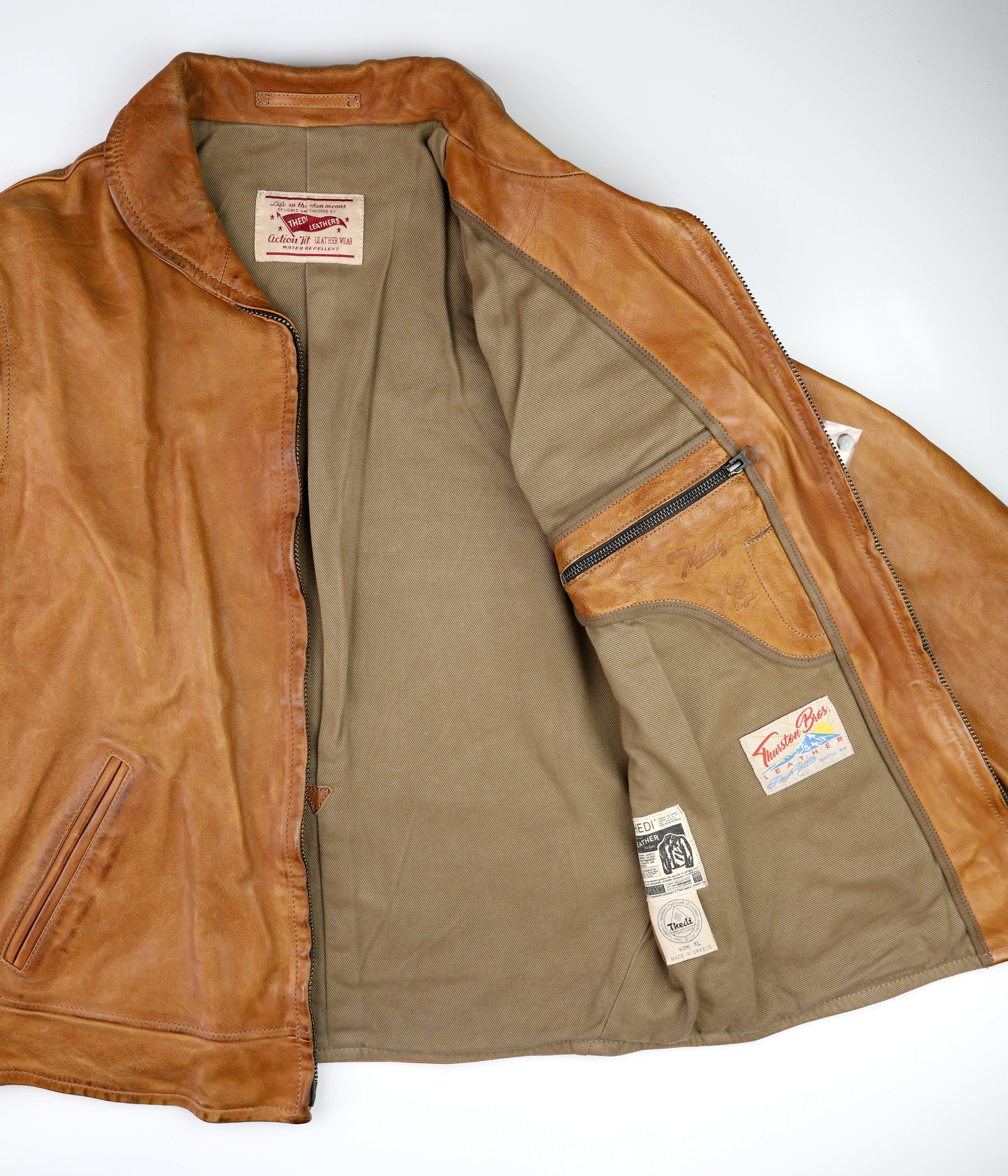 Thedi Markos Zip-Up Shawl Collar Jacket, size XL, Cuoio Buffalo