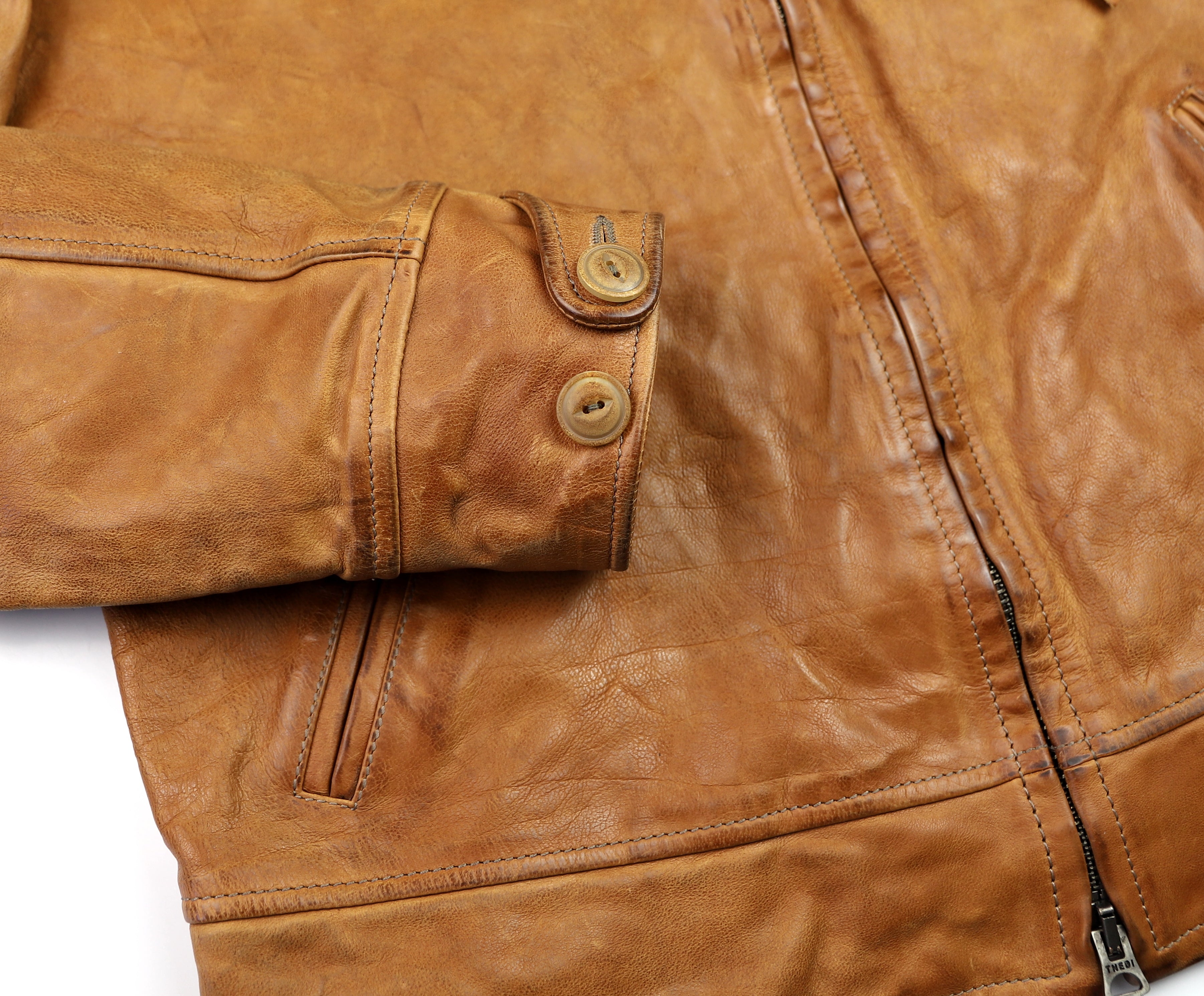 Thedi Markos Zip-Up Shawl Collar Jacket, size XL, Cuoio Buffalo