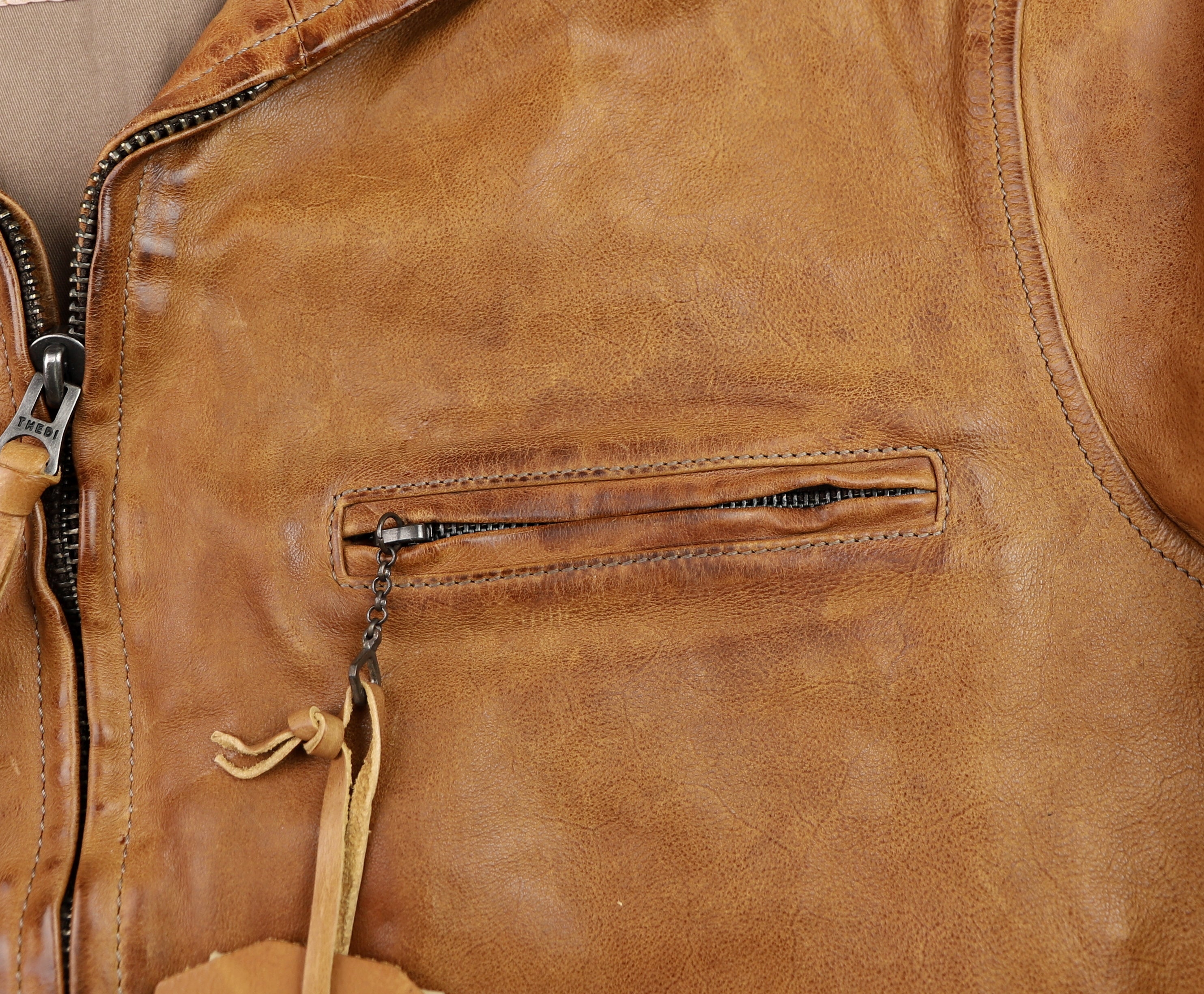 Thedi Markos Zip-Up Shawl Collar Jacket, size XL, Cuoio Buffalo