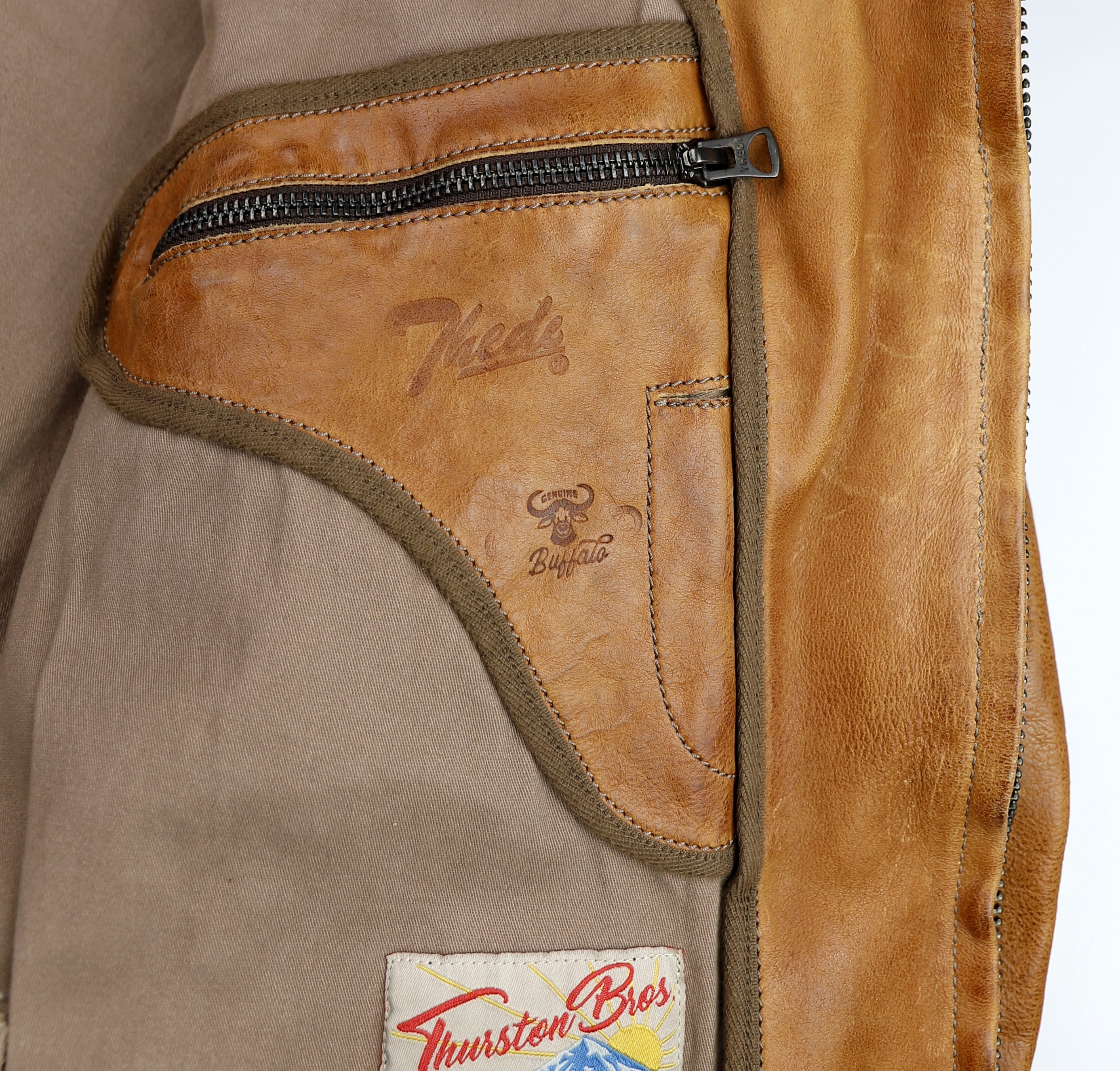 Thedi Markos Zip-Up Shawl Collar Jacket, size XL, Cuoio Buffalo