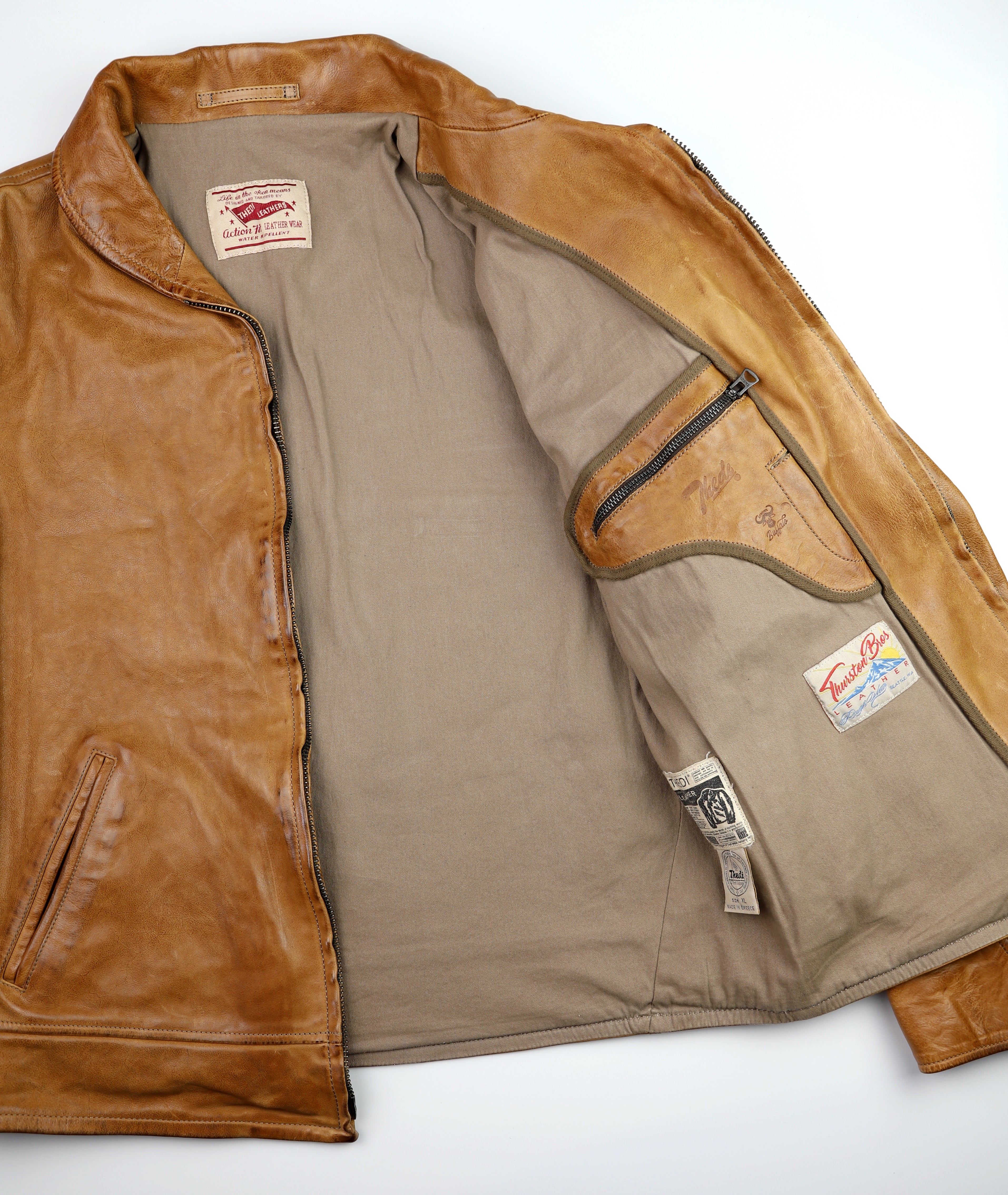 Thedi Markos Zip-Up Shawl Collar Jacket, size XL, Cuoio Buffalo