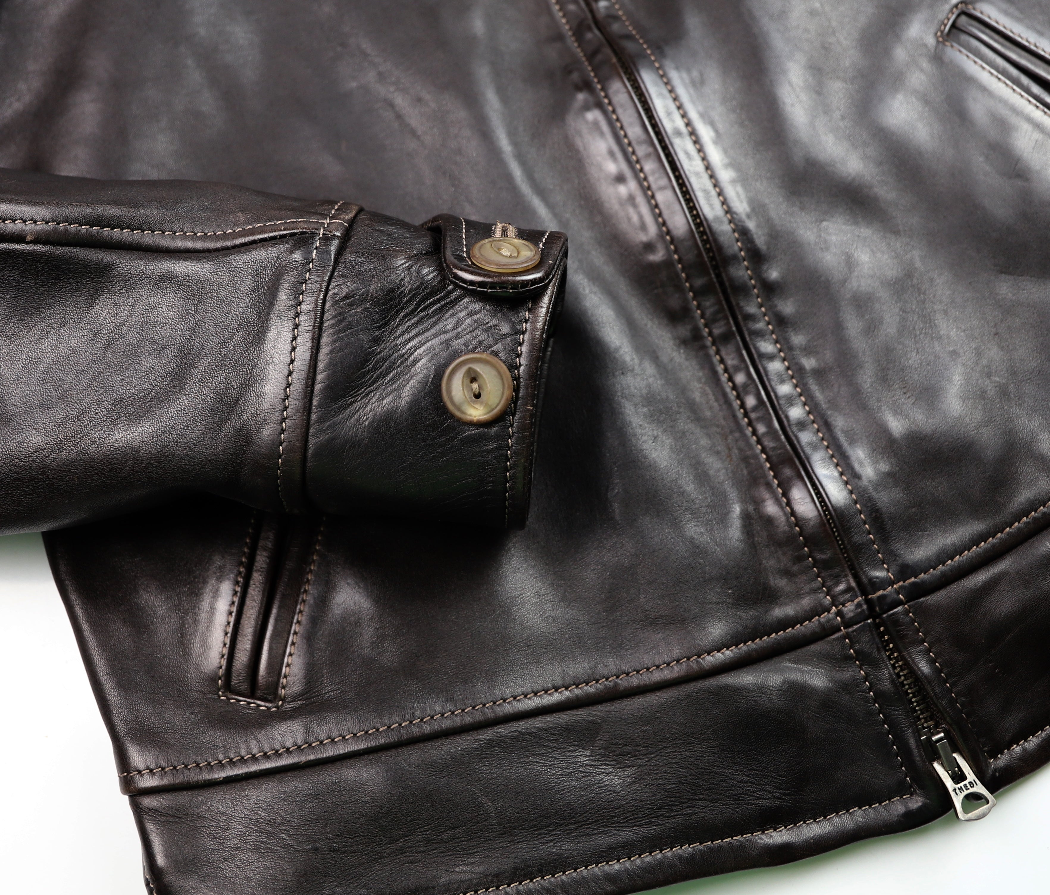 Thedi Markos Zip-Up Shawl Collar Jacket, size Medium, Dark Brown Horsehide