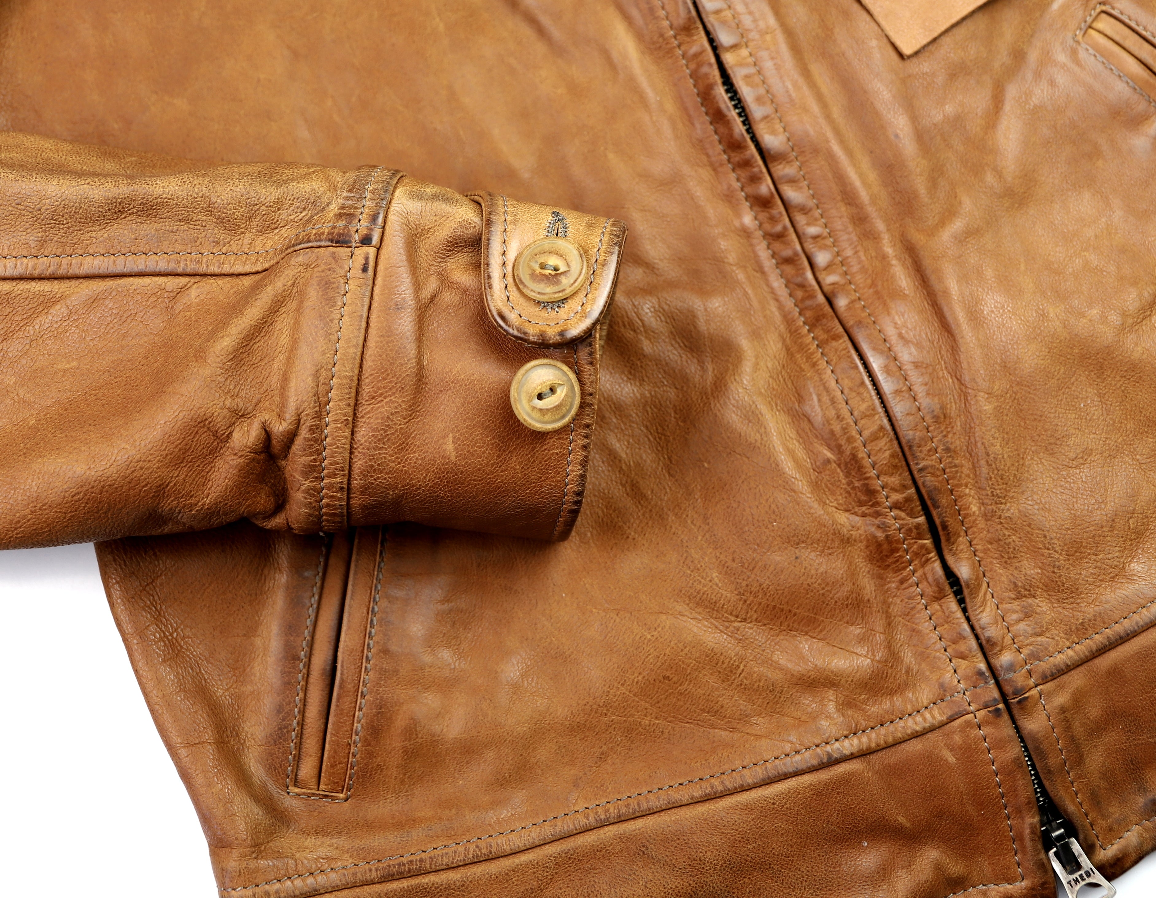 Thedi Markos Zip-Up Shawl Collar Jacket, size Large, Cuoio Buffalo