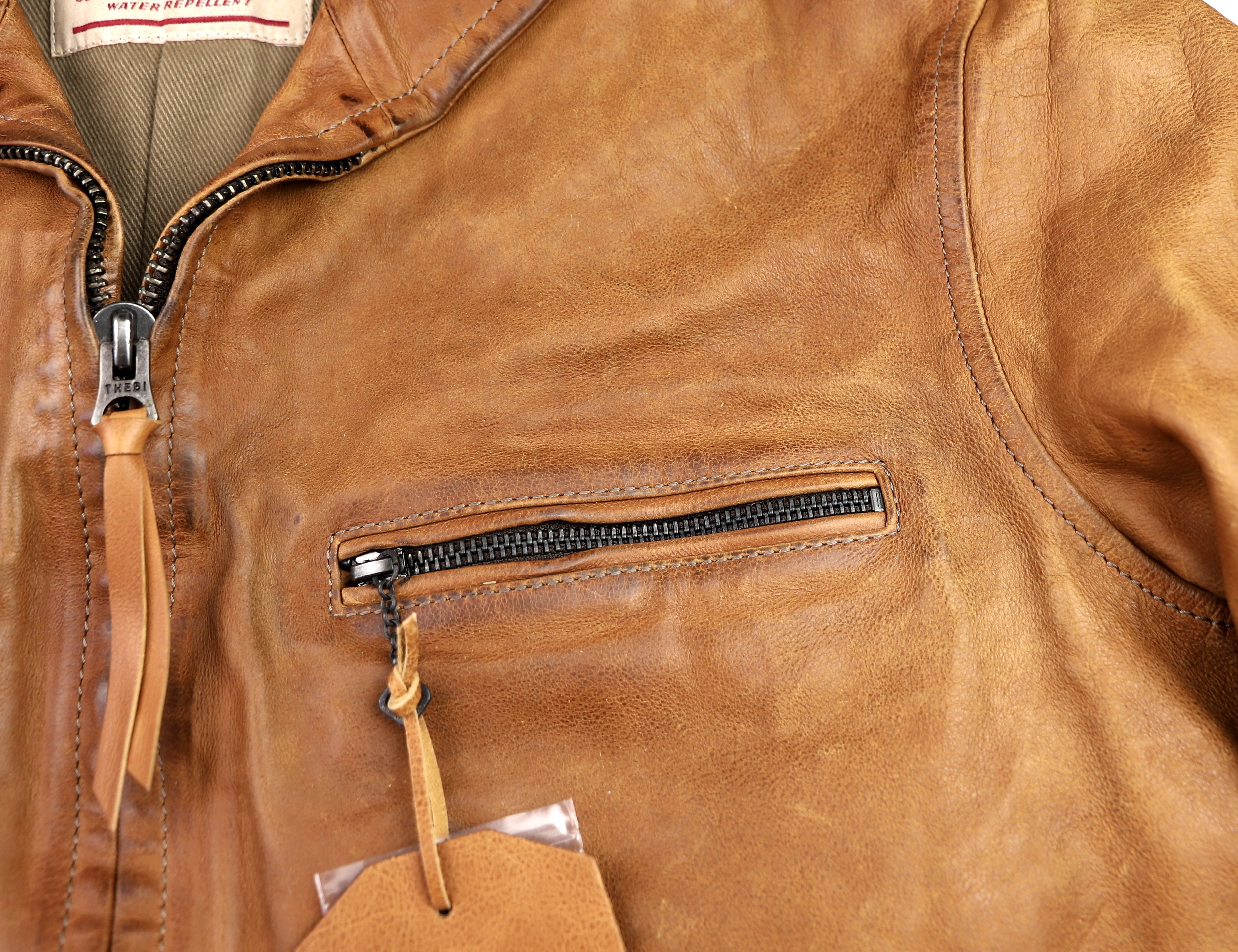 Thedi Markos Zip-Up Shawl Collar Jacket, size Large, Cuoio Buffalo