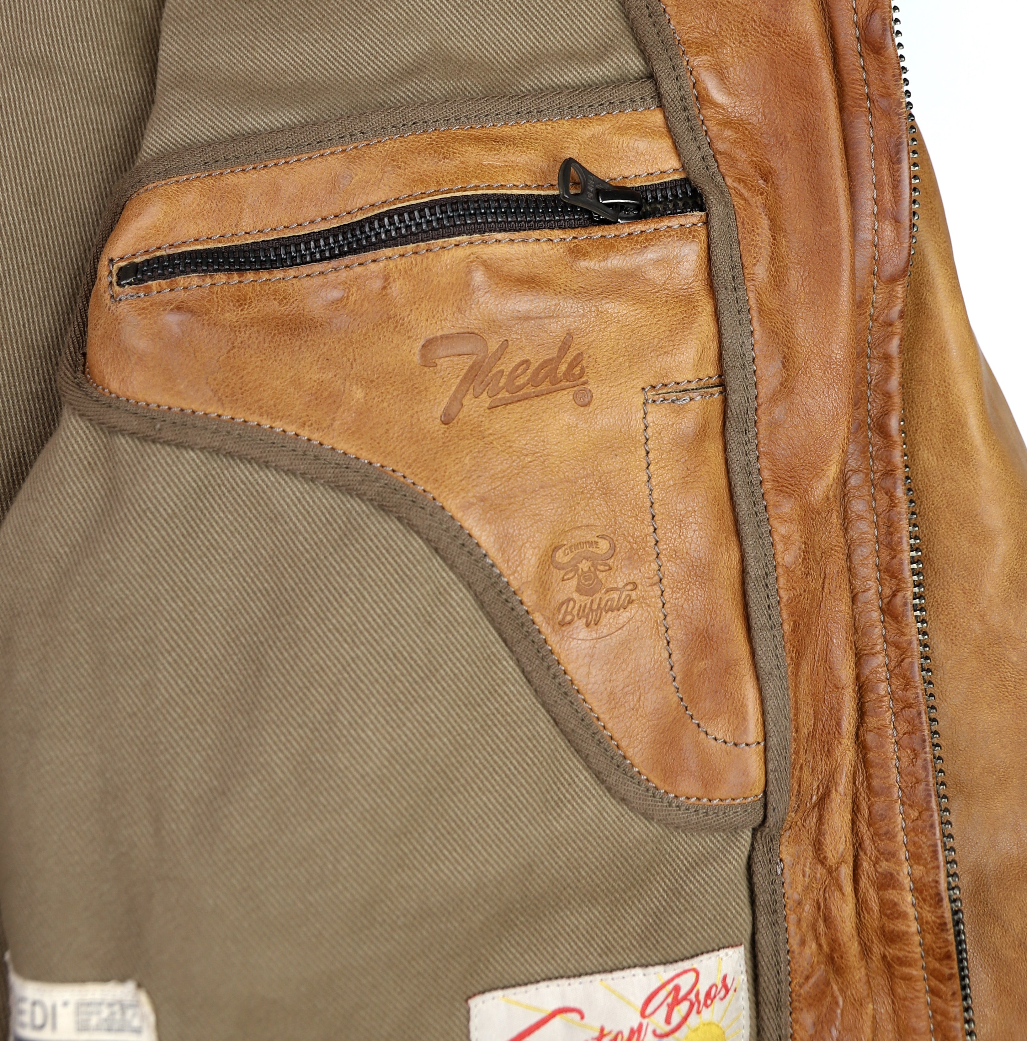 Thedi Markos Zip-Up Shawl Collar Jacket, size Large, Cuoio Buffalo