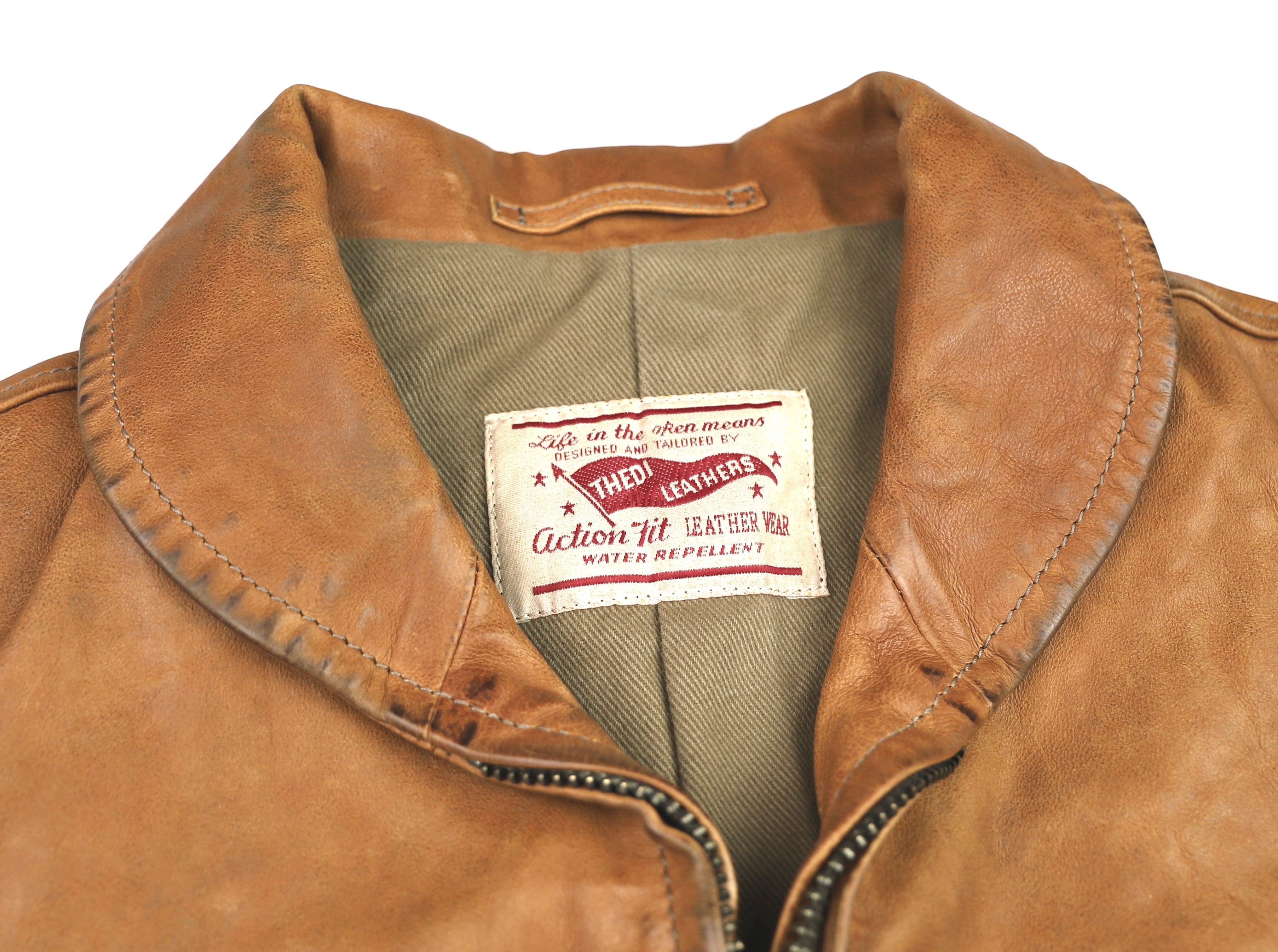 Thedi Markos Zip-Up Shawl Collar Jacket, size Large, Cuoio Buffalo