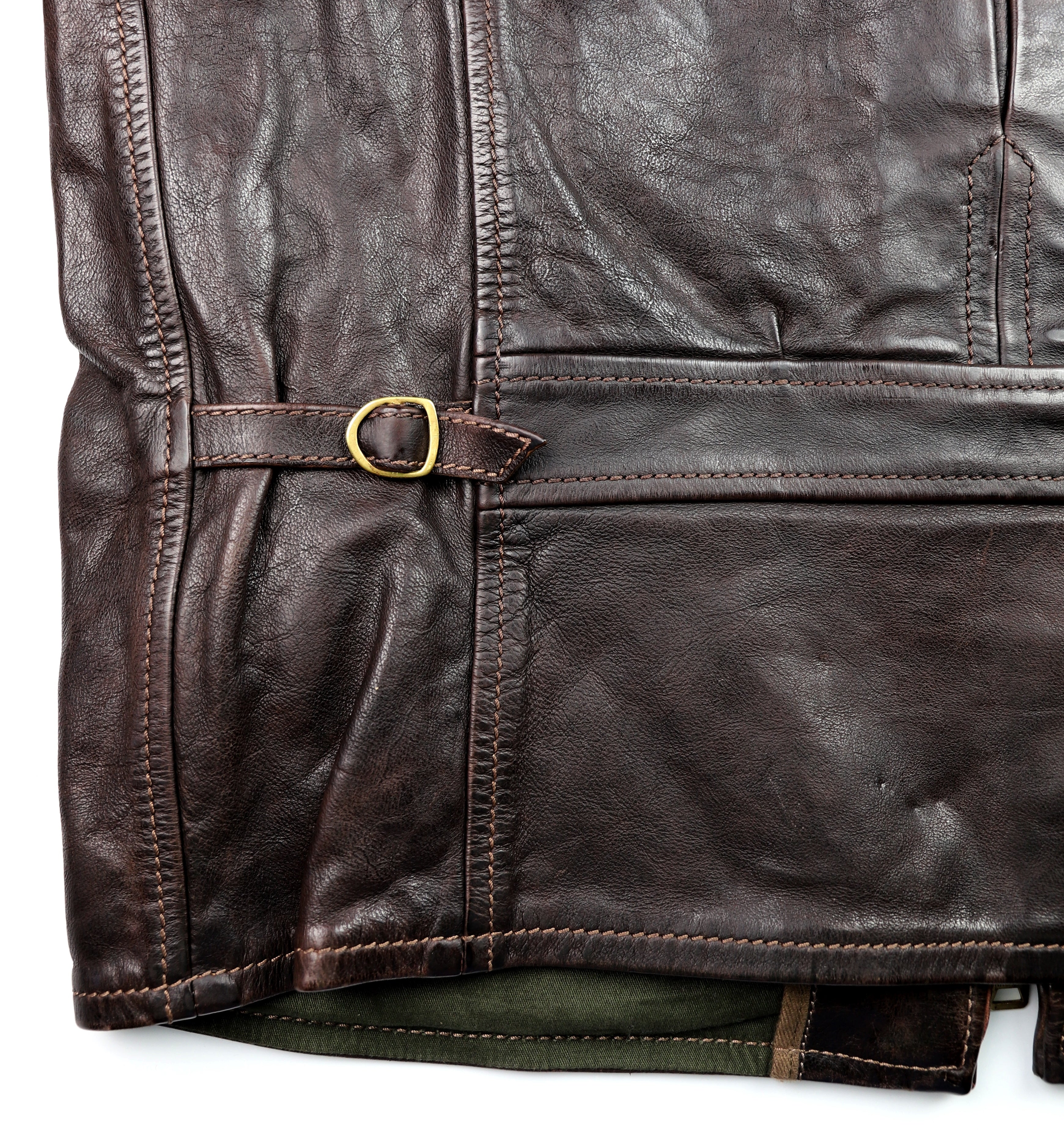 Thedi Memphis Half Belt, size XXL, Hand Dyed Cocoa Buffalo