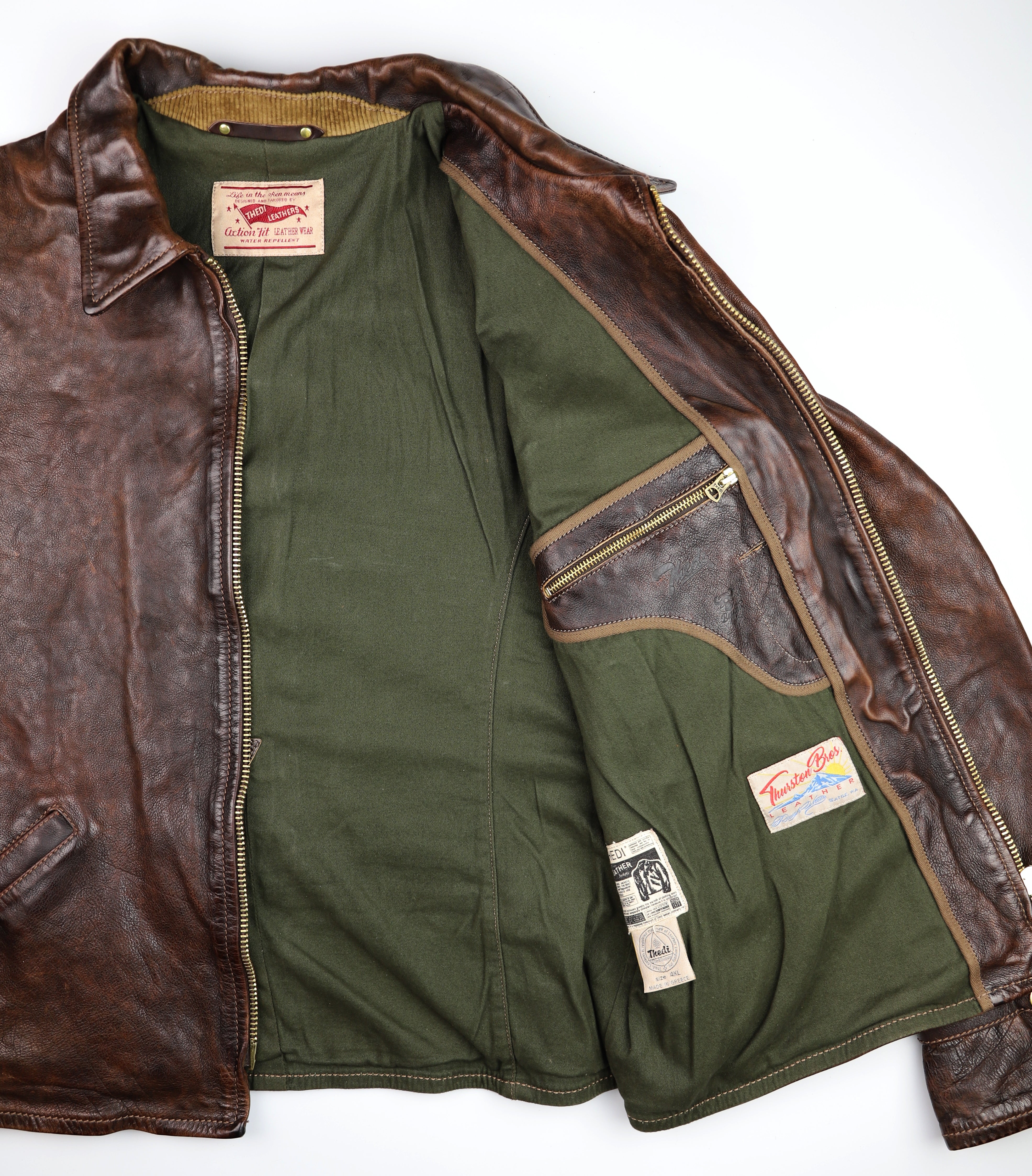 Thedi Memphis Half Belt, size 4XL, Hand Dyed Cocoa Buffalo