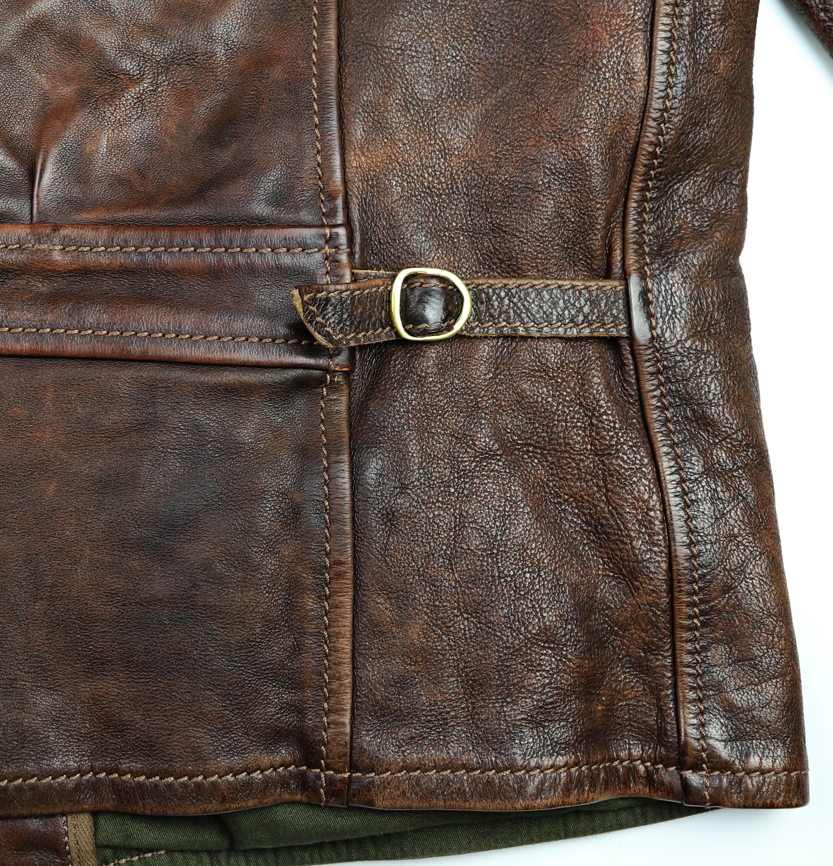 Thedi Memphis Half Belt, size 4XL, Hand Dyed Cocoa Buffalo