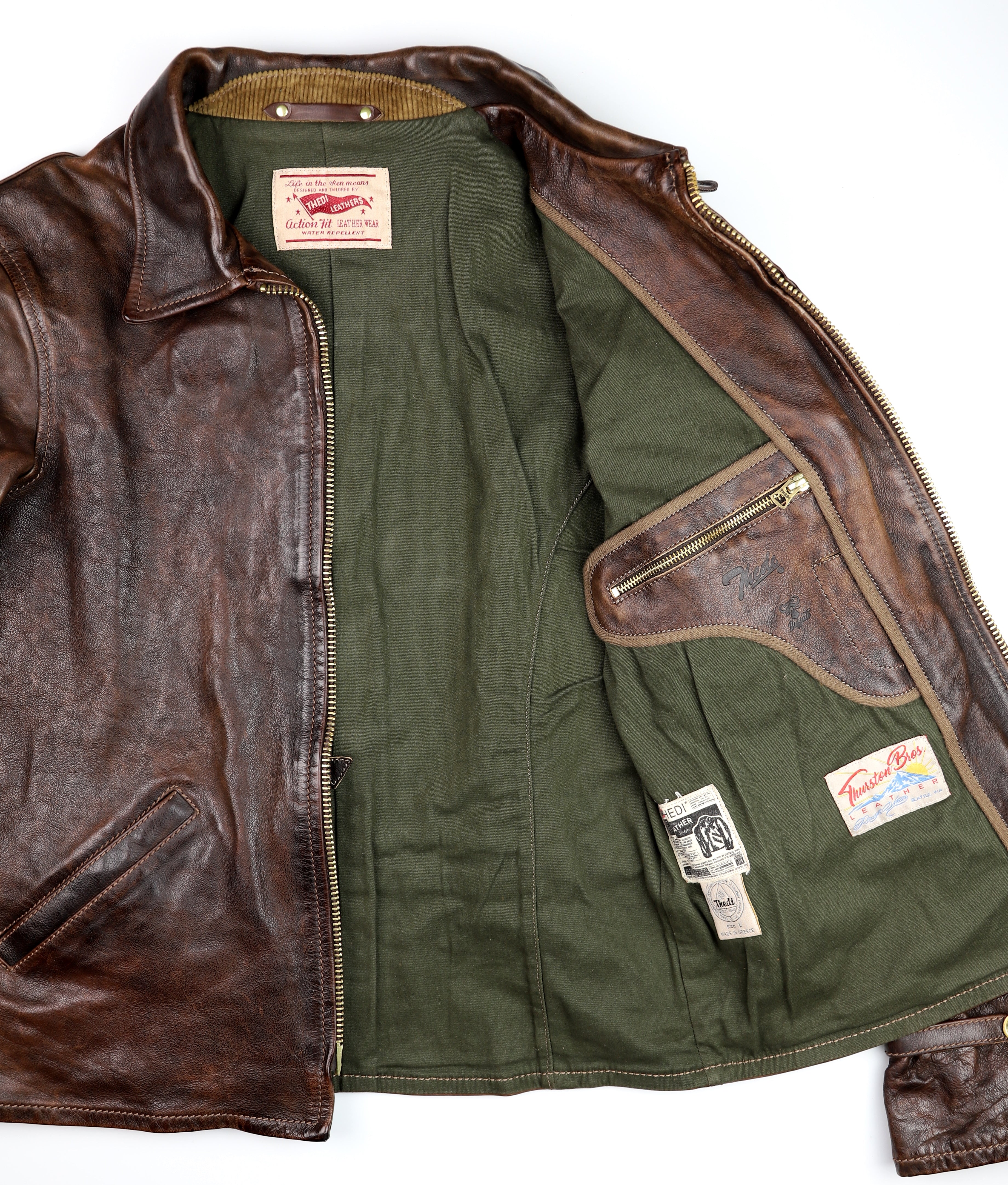 Thedi Memphis Half Belt, size Large, Hand Dyed Cocoa Buffalo