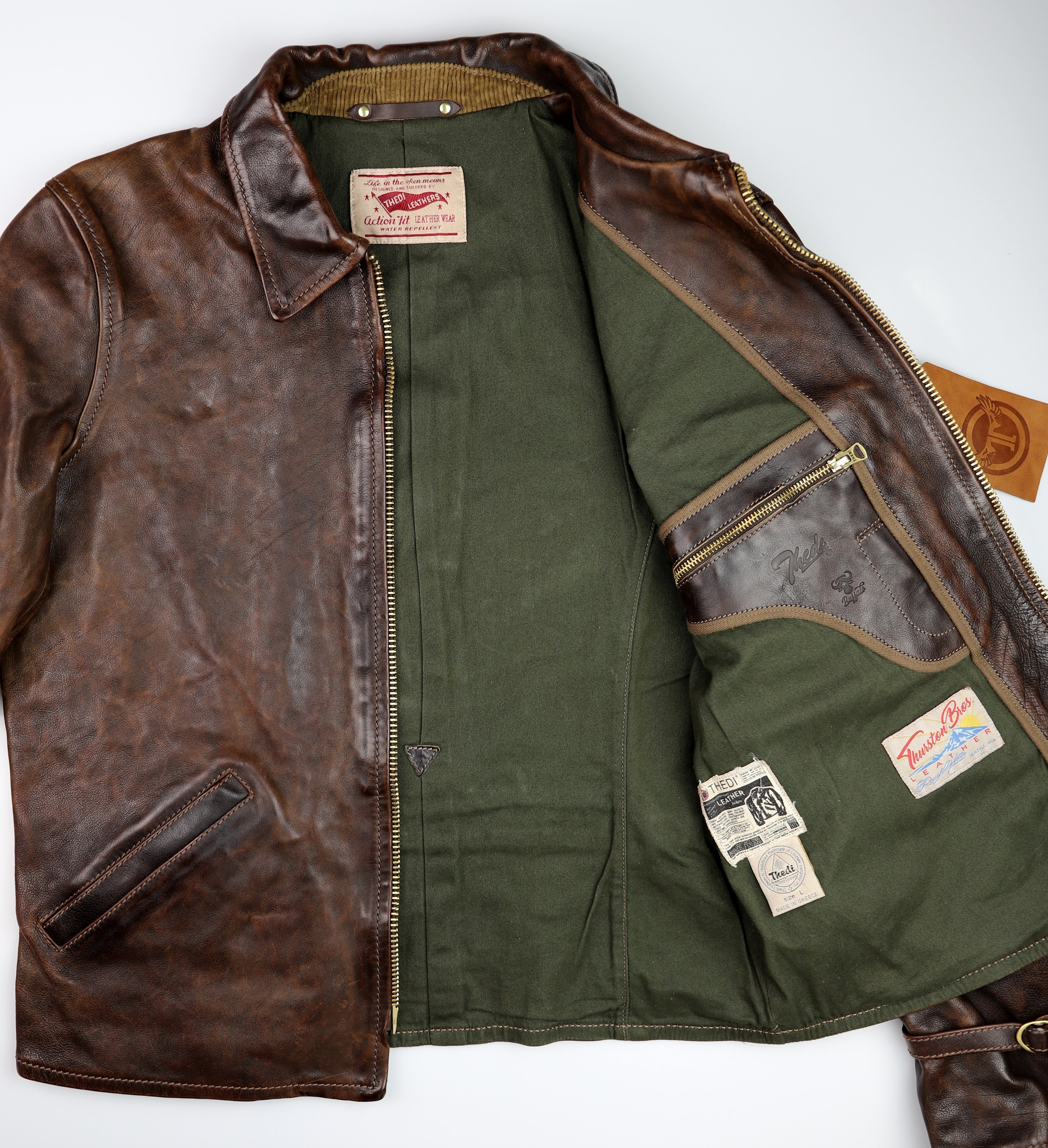 Thedi Memphis Half Belt, size Large, Hand Dyed Cocoa Buffalo