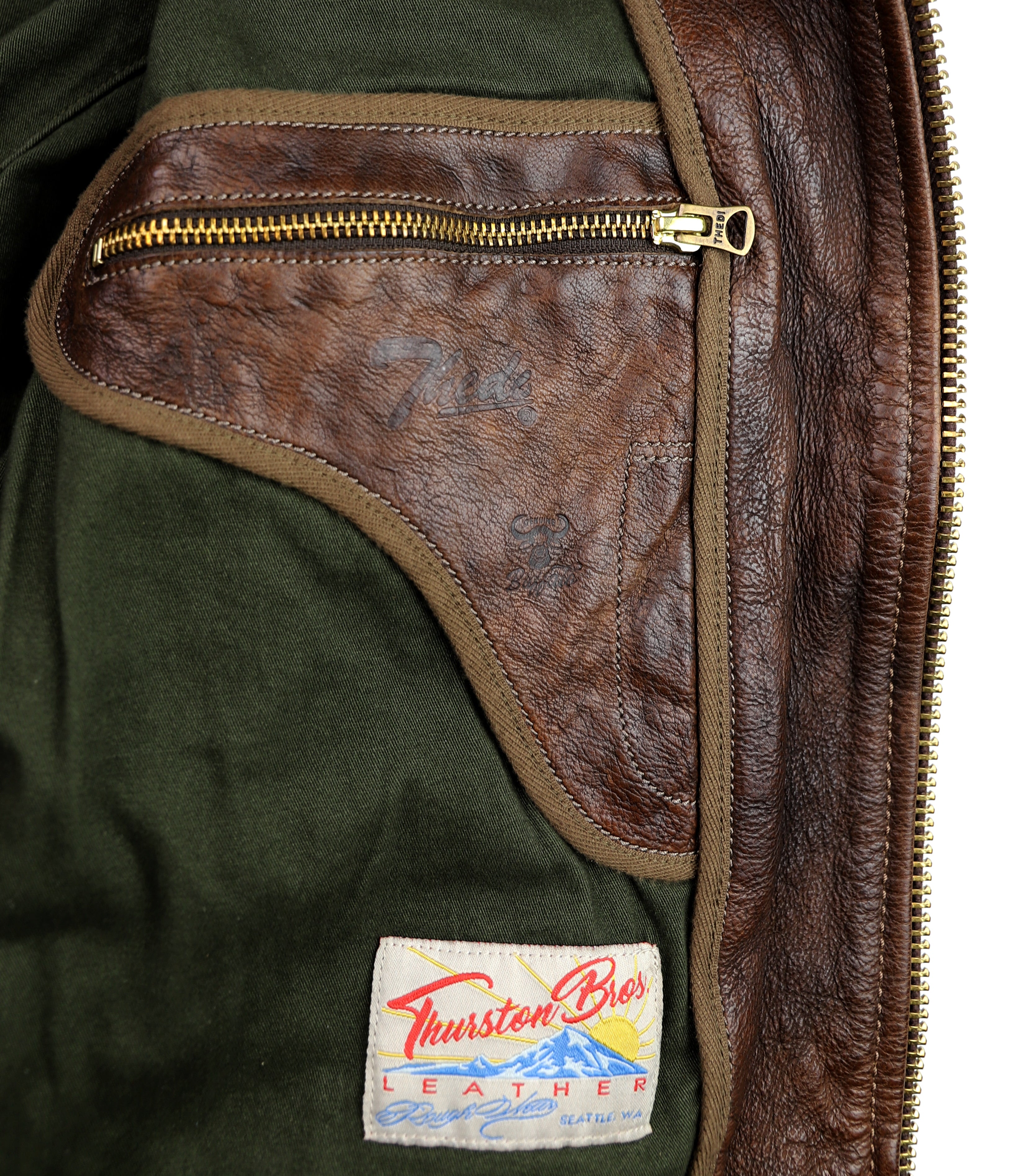 Thedi Memphis Half Belt, size XL, Hand Dyed Cocoa Buffalo